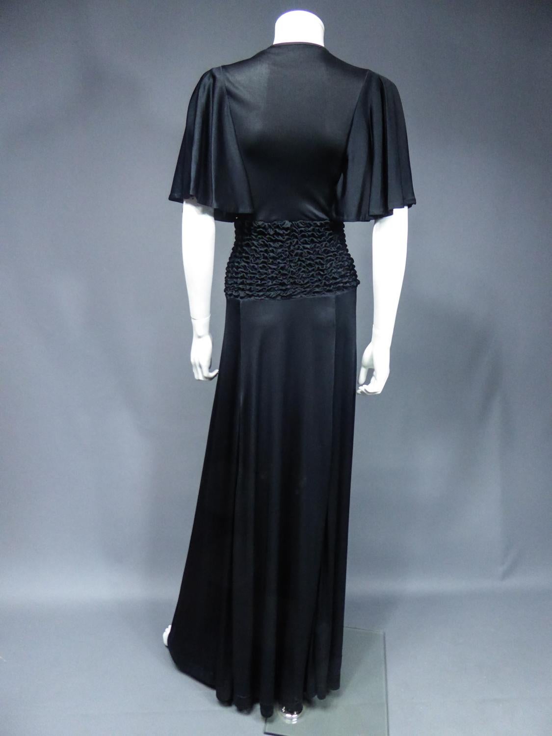 Französisches Abendkleid aus gesmoktem Jersey CIRCA 1990 im Angebot 6