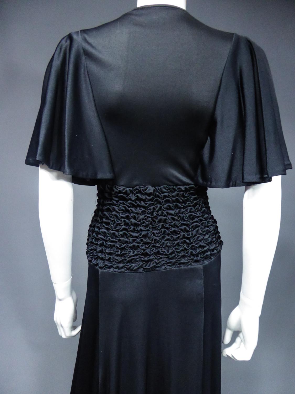 Vestido de noche francés de jersey fruncido Circa 1990 en venta 7