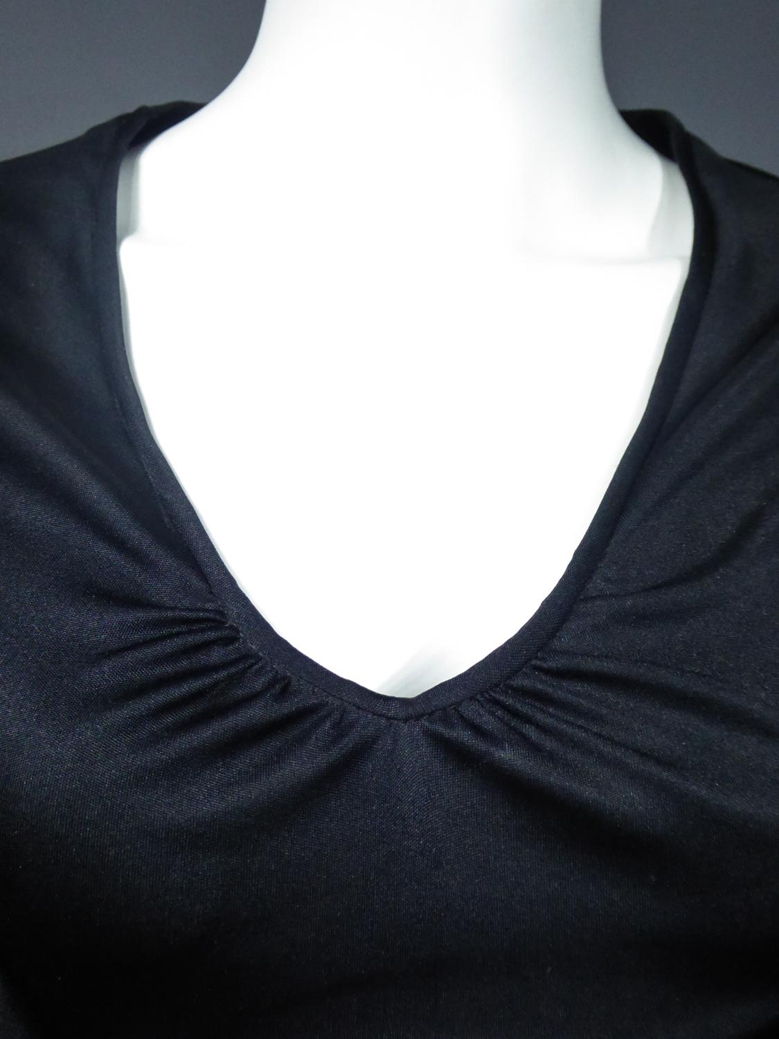 Vestido de noche francés de jersey fruncido Circa 1990 en venta 2
