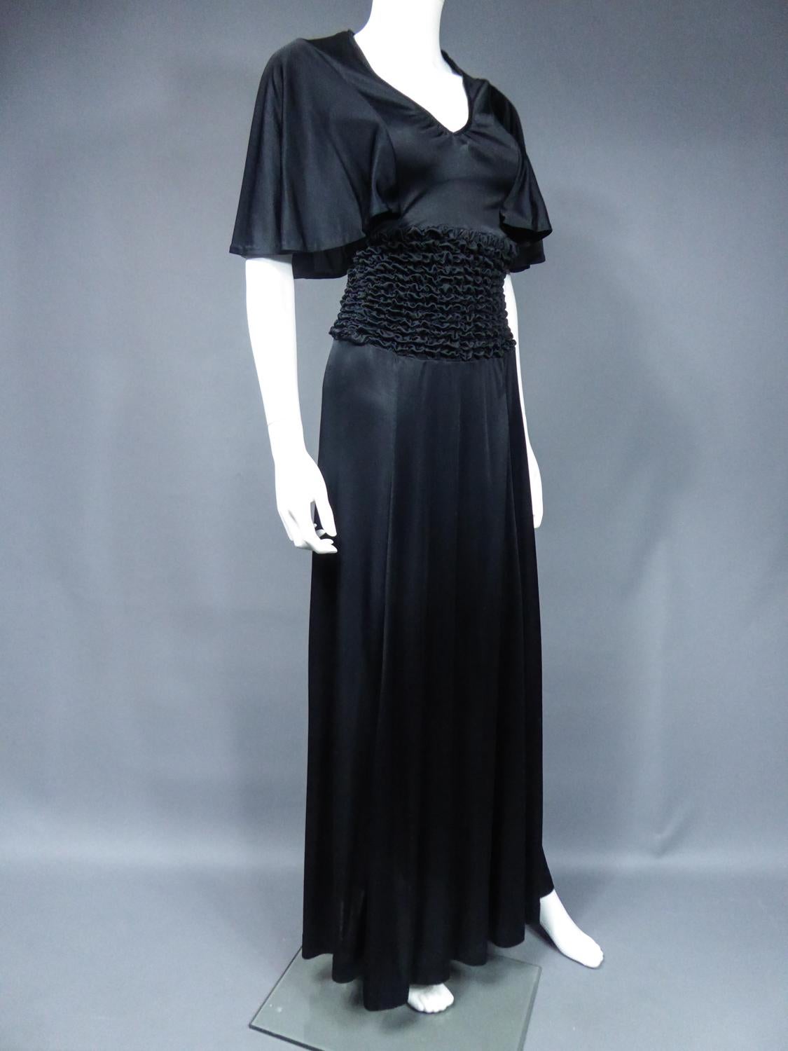 Französisches Abendkleid aus gesmoktem Jersey CIRCA 1990 im Angebot 4