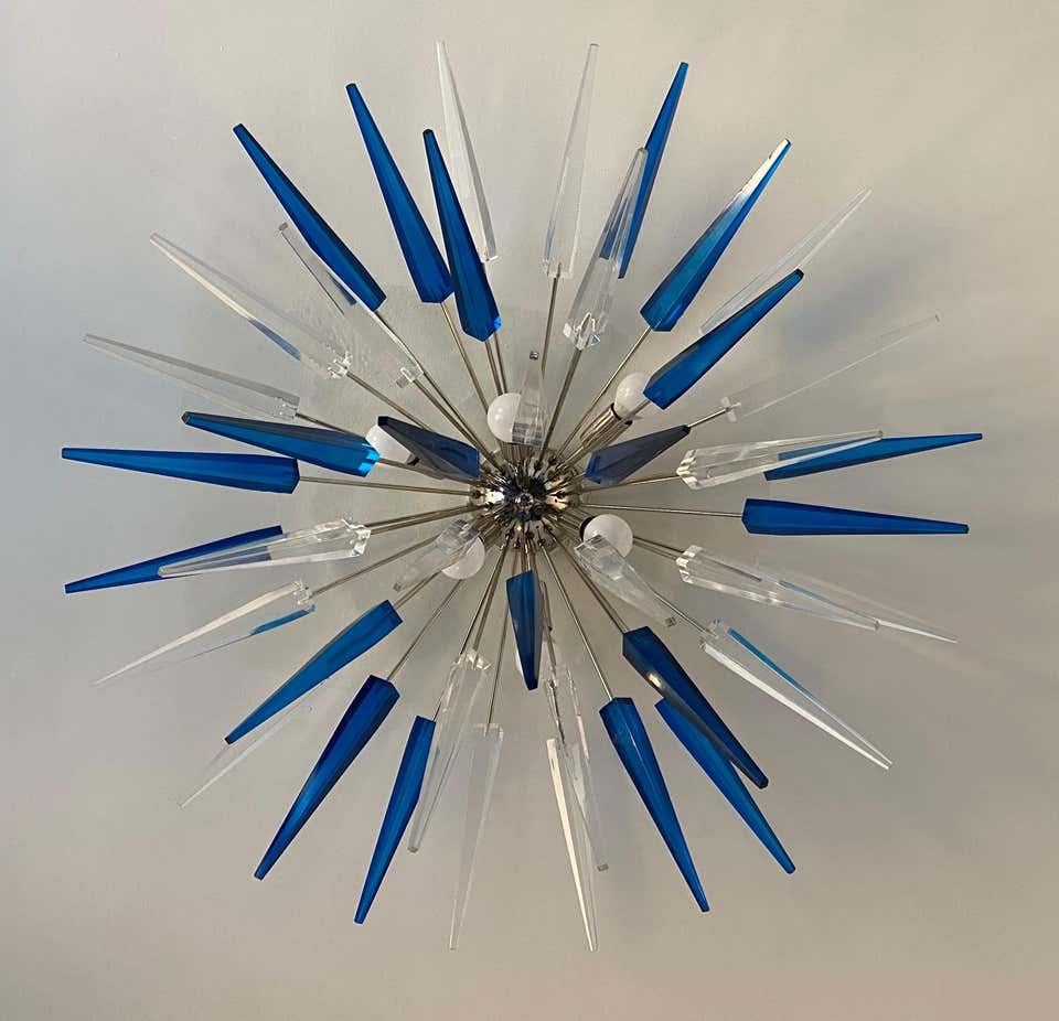 French Exploding Fireworks Flush Pendant Light In Excellent Condition For Sale In New York, NY