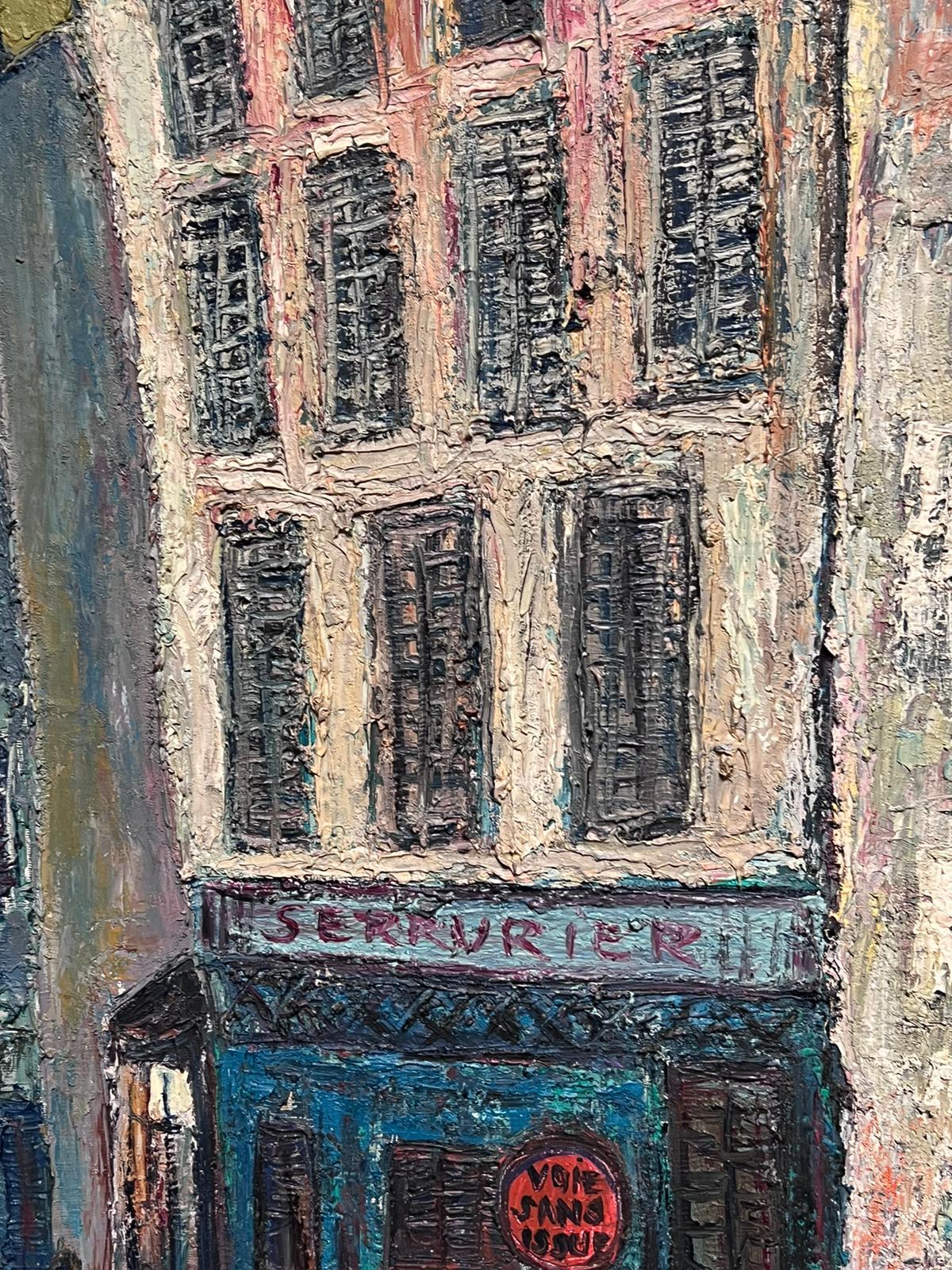 Peinture à l'huile française du 20e siècle, épaissement peinte, représentant une scène de rue de Rouen en vente 1