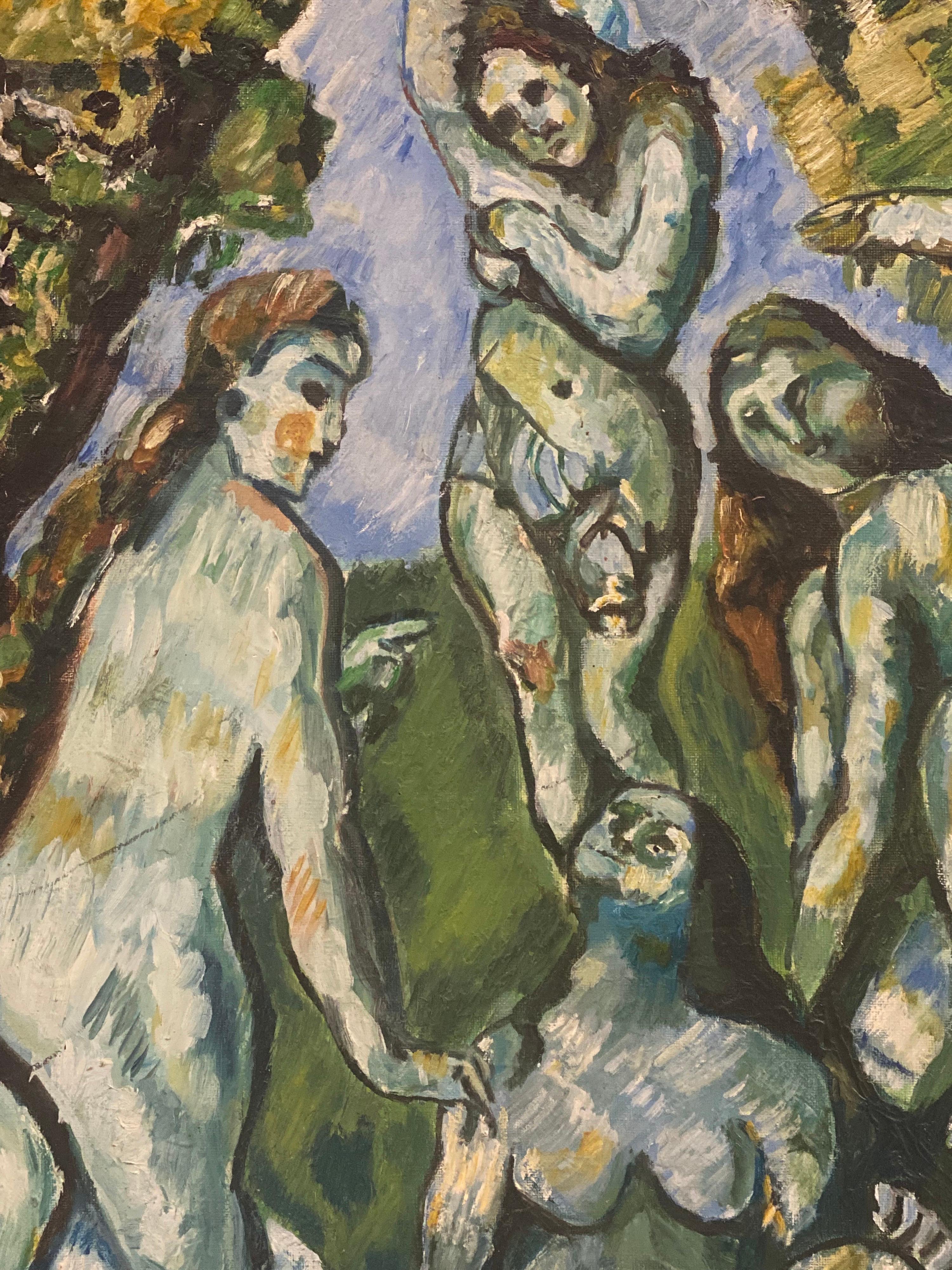 Large French Expressionist Oil Painting Nude Bathers in Woodland For Sale 1