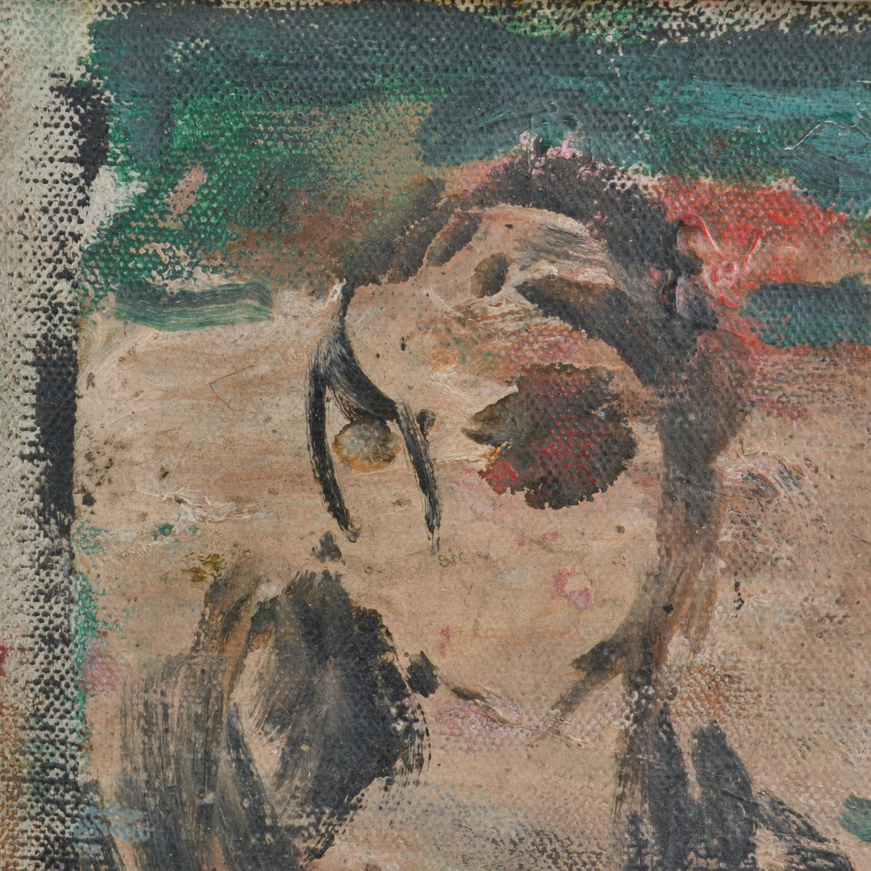 Mid-Century Modern French Expressive Portrait For Sale