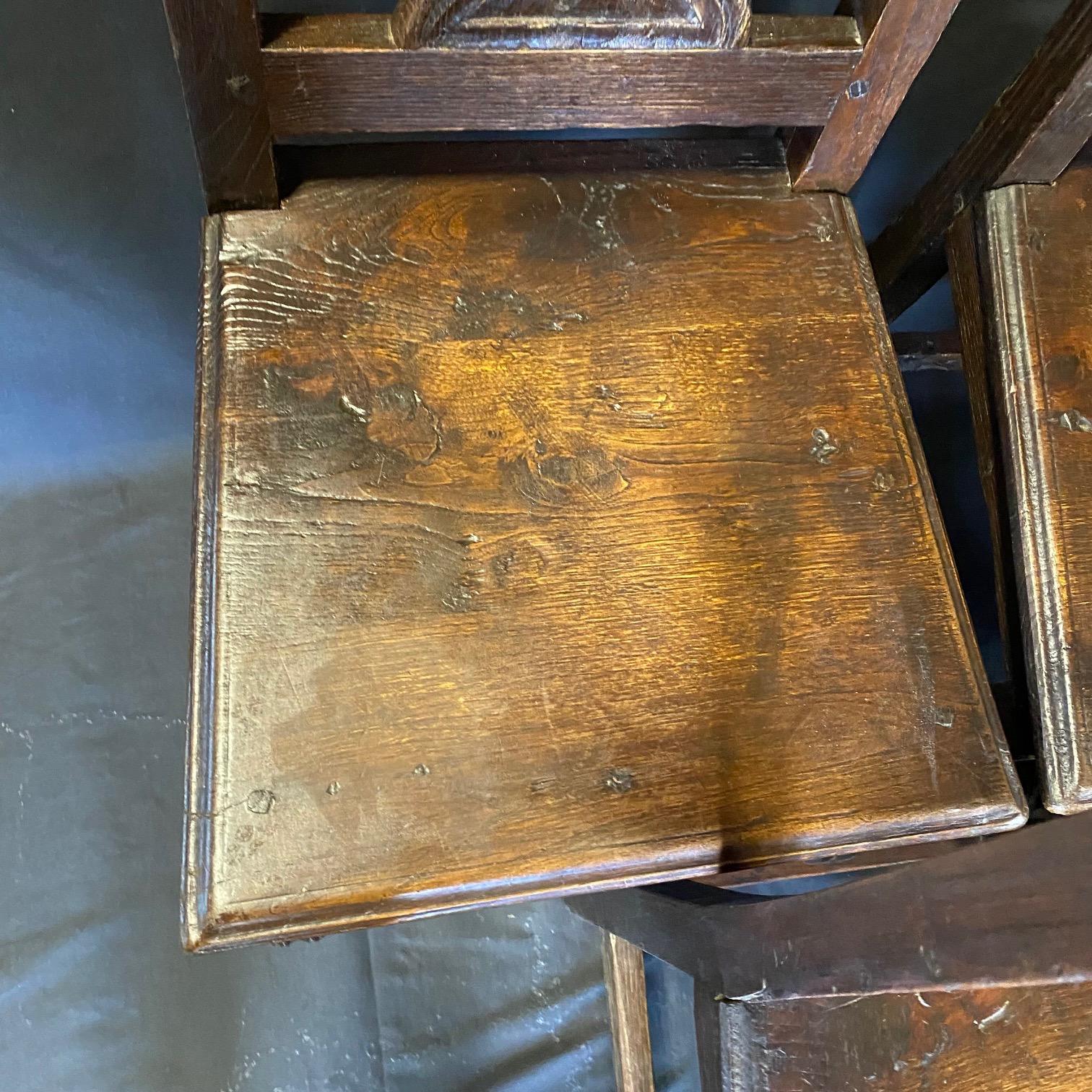 French Exquisitely Carved 19th Century Oak Renaissance Revival Dining Chairs For Sale 9