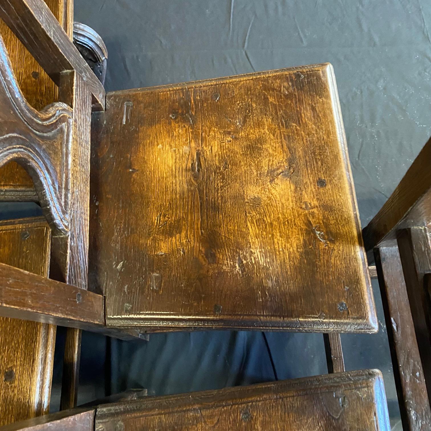 French Exquisitely Carved 19th Century Oak Renaissance Revival Dining Chairs In Good Condition For Sale In Hopewell, NJ
