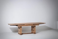 Dudouyt - Inspired - Table - Extendable - Oak - 1940s - France - Brutalist