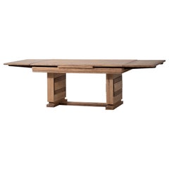 French Extendable Art Deco Table Oak, Dudouyt, 1940s