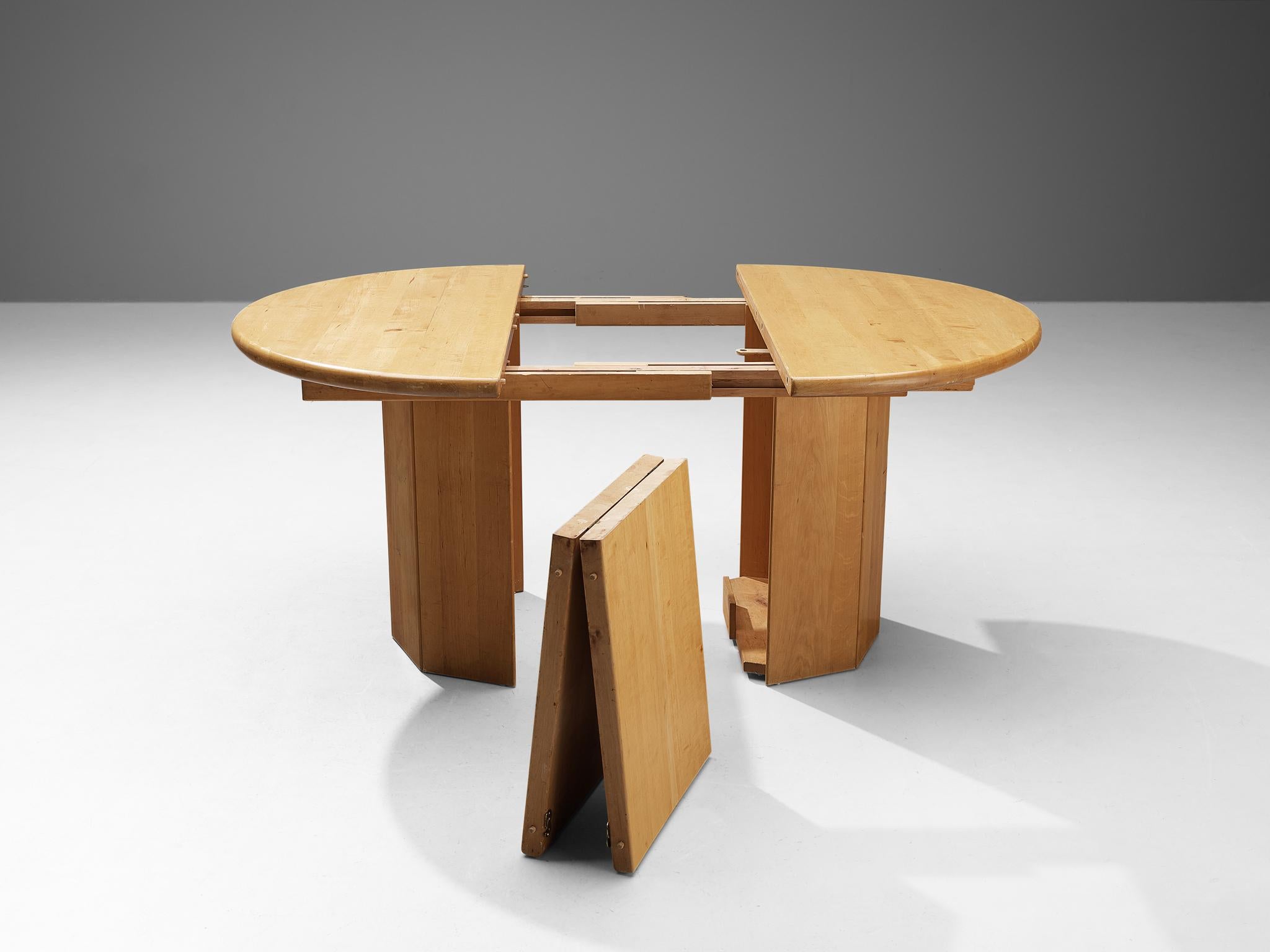 Post-Modern French Extendable Dining Table in Maple