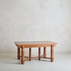 French Extendable Oak Dining Table Attributed to Charles Dudouyt, 1940s