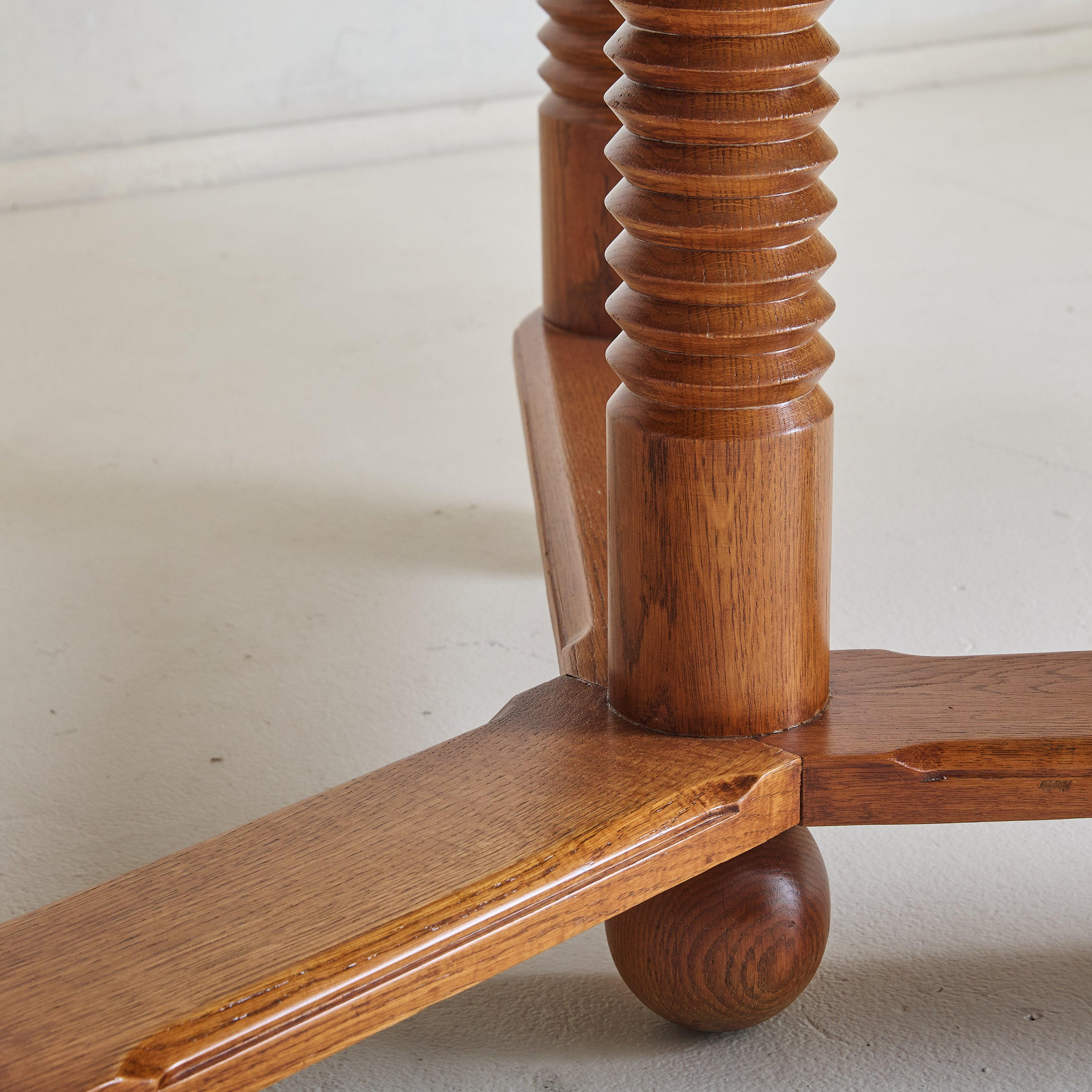 French Extendable Oak Dining Table Attributed to Charles Dudouyt, 1940s 2