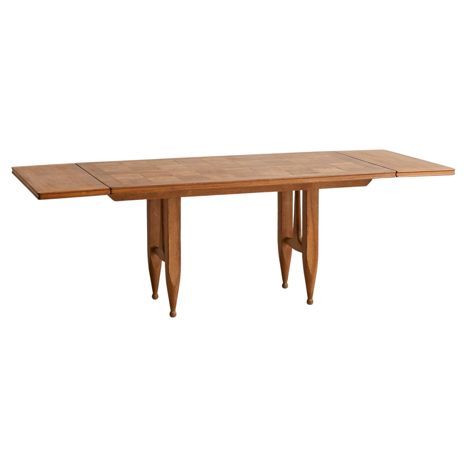 French Extendable Oak Dining Table by Guillerme et Chambron, 1960s
