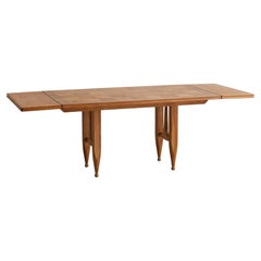 French Extendable Oak Dining Table by Guillerme et Chambron, 1960s