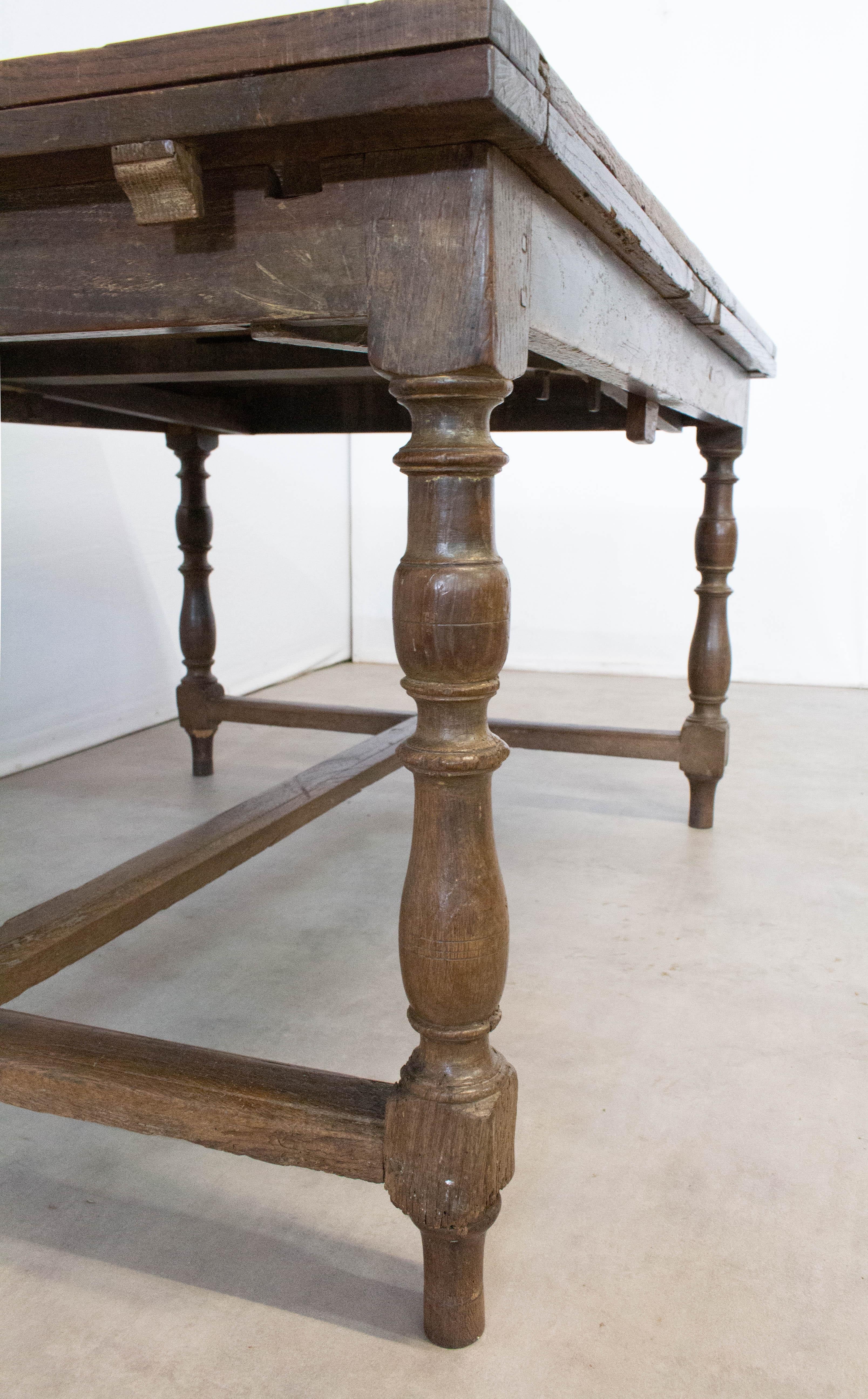 French Extending Dining Table Carved Oak, 19th Century 6