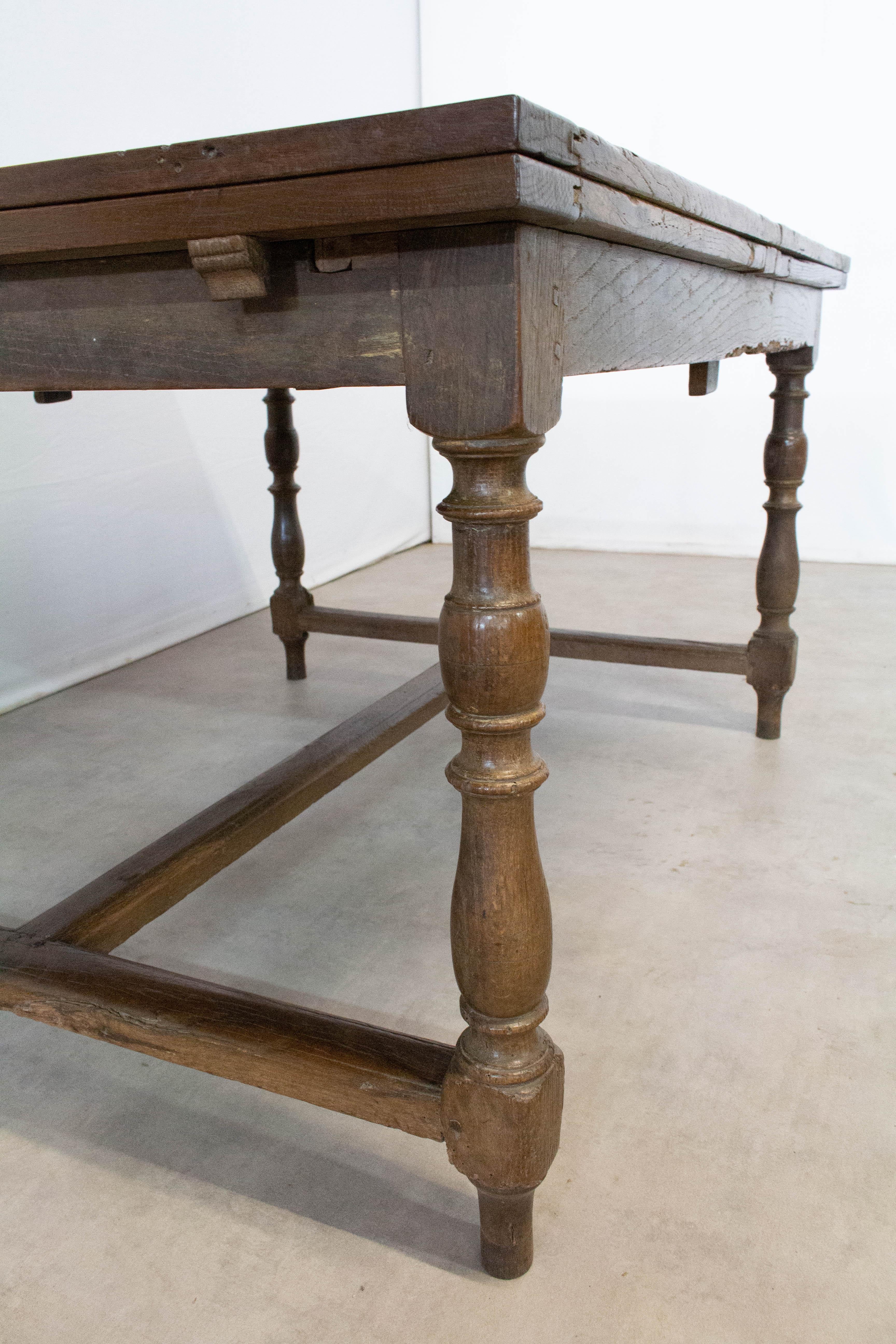 French Extending Dining Table Carved Oak, 19th Century 9