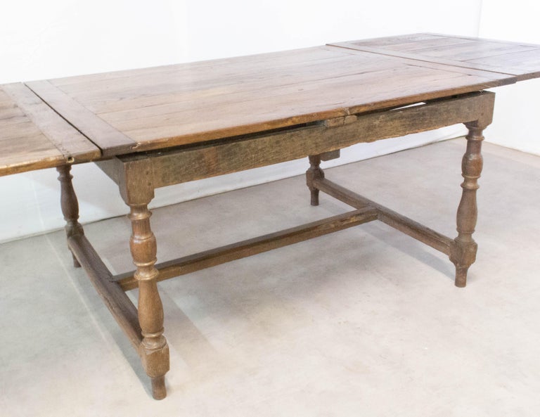 French Extending Dining Table Carved Oak, 19th Century For Sale 2