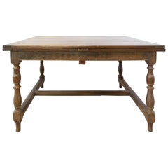 French Extending Dining Table Carved Oak, 19th Century