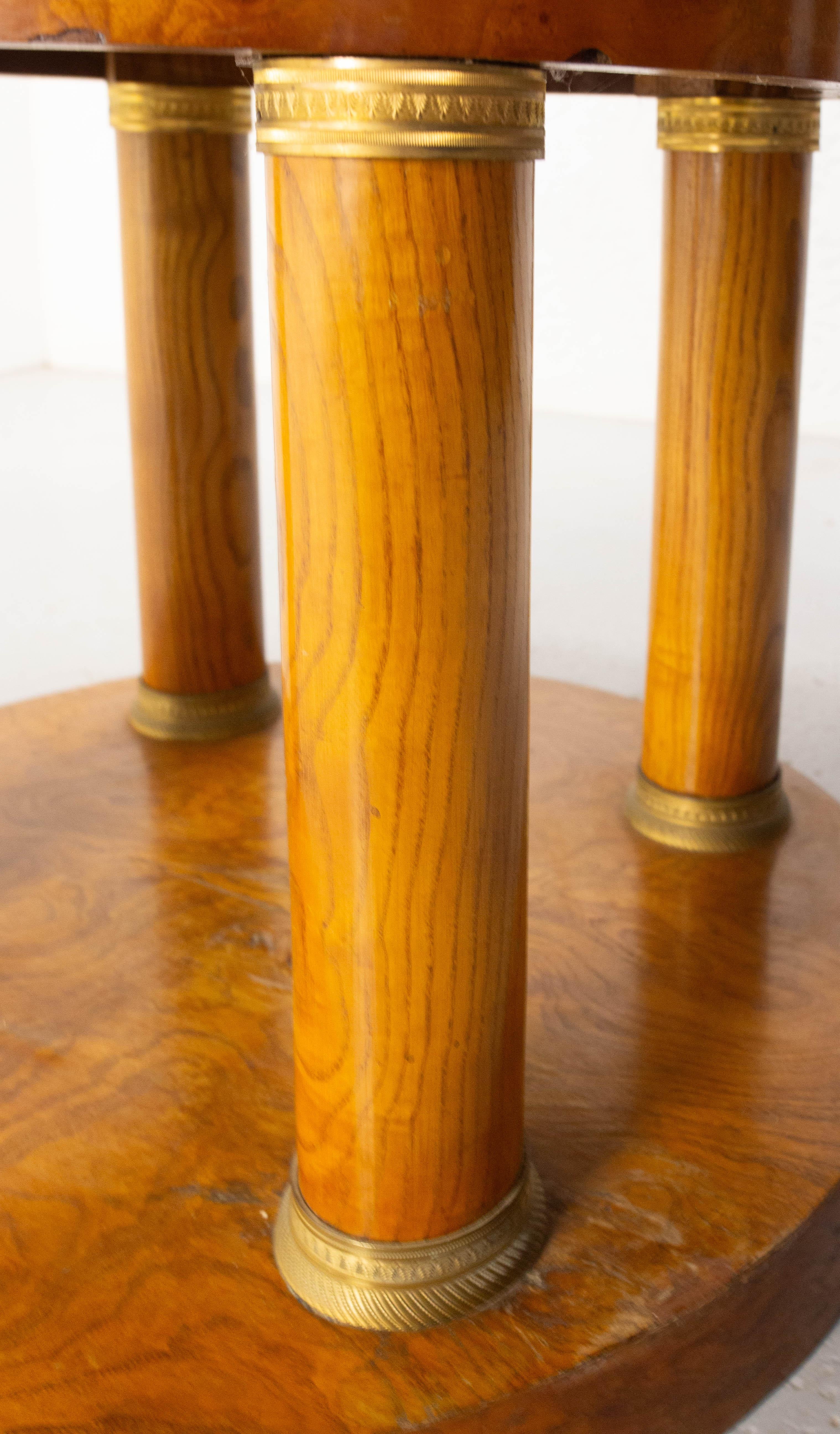 Table de salle à manger à rallonge, loupe d'orme et laiton, circa 1920 Bon état à Labrit, Landes