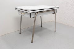 French Extending Dining Table Enamelled Metal & Chrome, circa 195