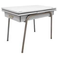 French Extending Dining Table Enamelled Metal & Chrome, circa 195