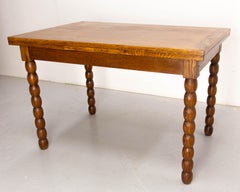 French Extending Oak Dining Table Rosary Legs, circa 1940