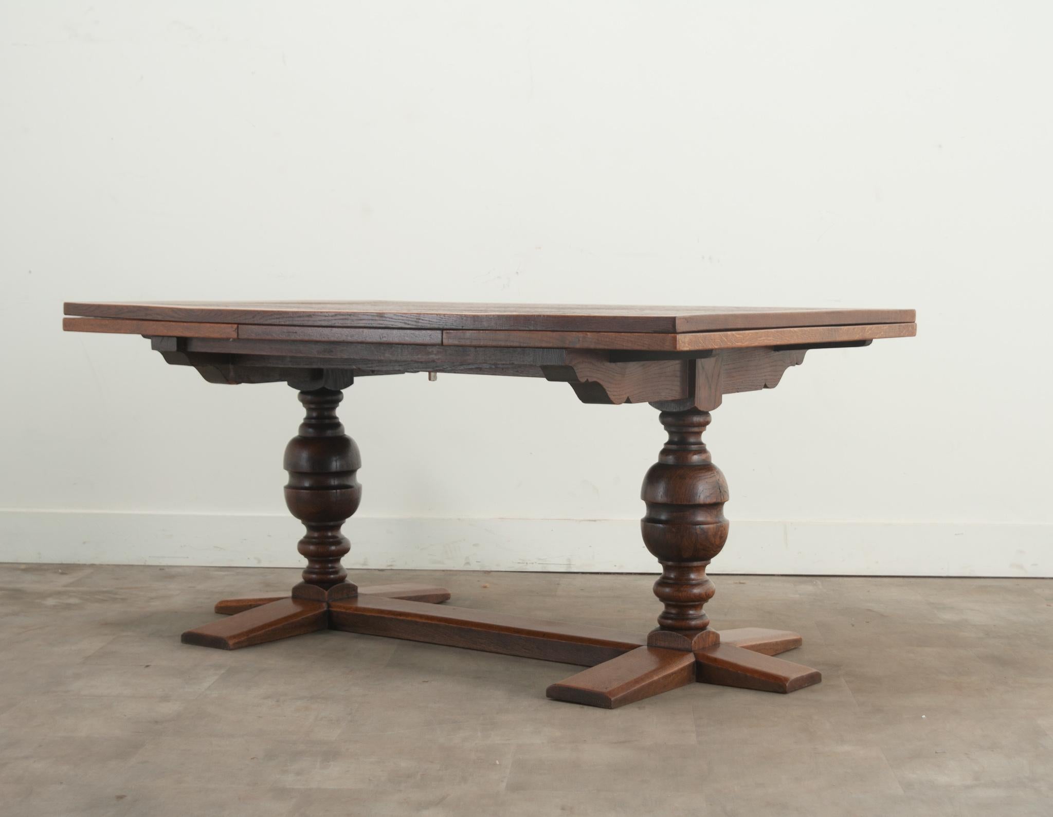 French Extending Trestle Base Dining Table For Sale 8