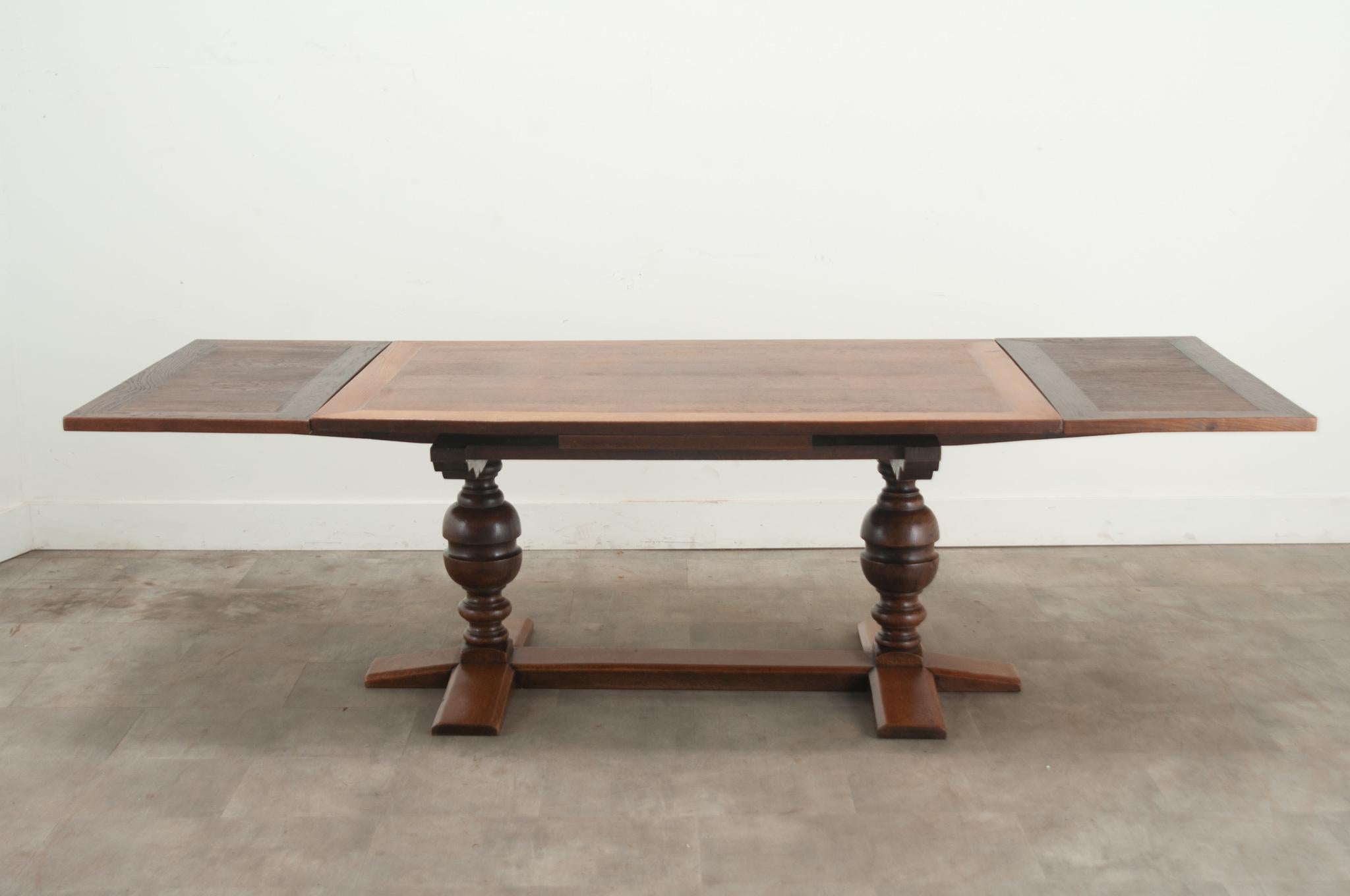 French Extending Trestle Base Dining Table For Sale 9