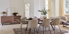 French Designer Extendable Dining Table Solid Ash Wood Ceramic Top