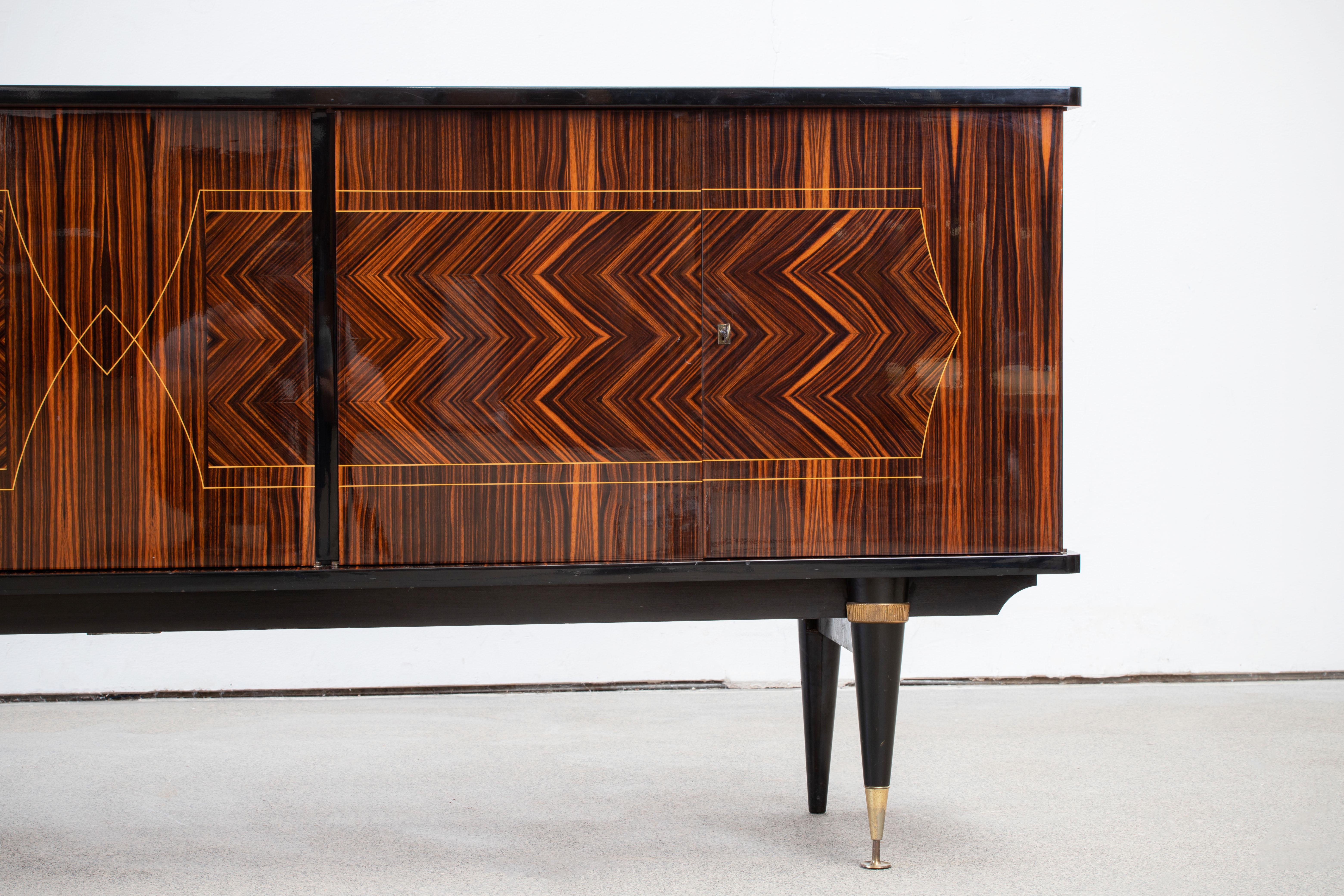 French Extra Large Art Deco Sideboard Macassar, 1940s 7