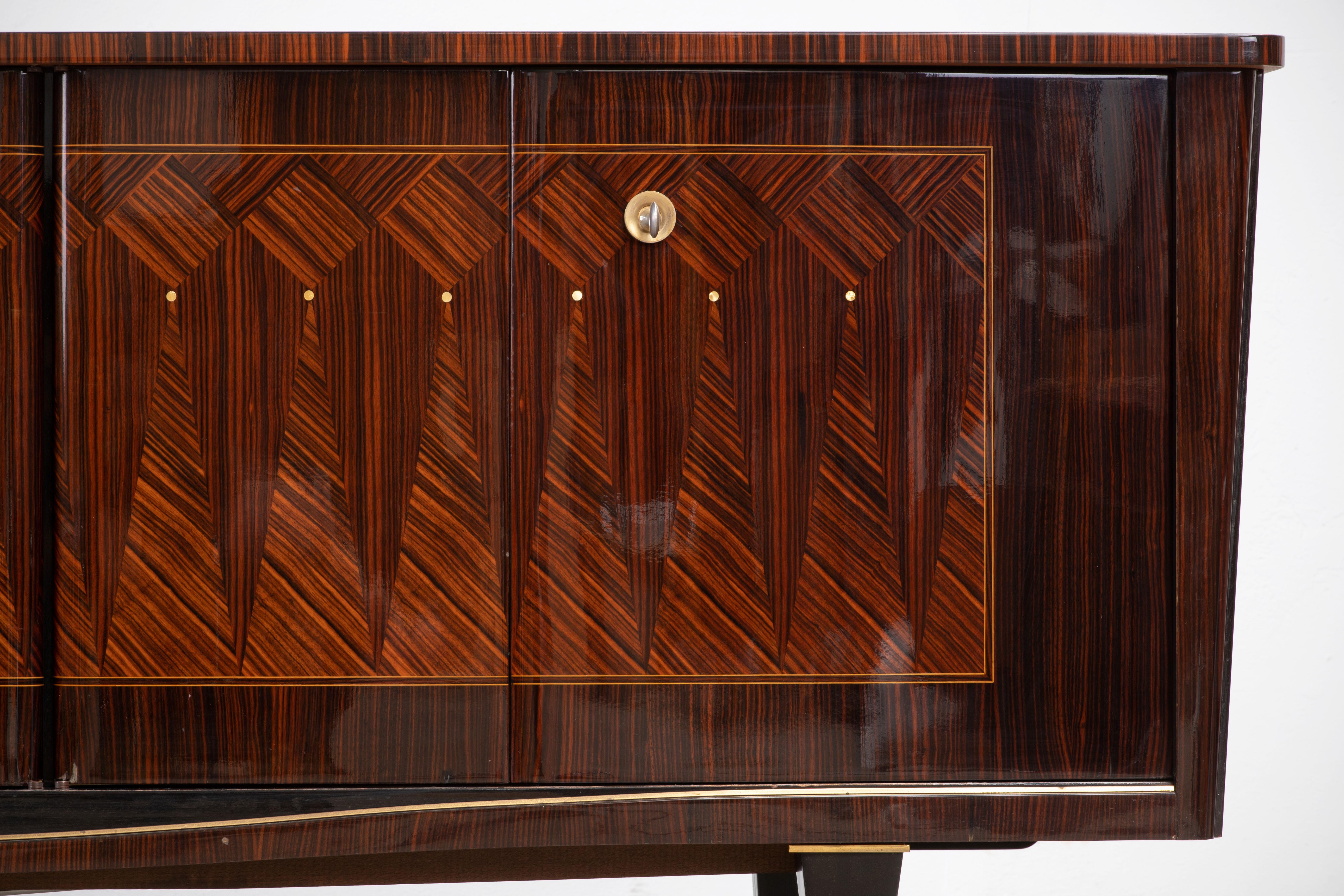 French Extra Large Art Deco Sideboard Macassar, 1940s 7