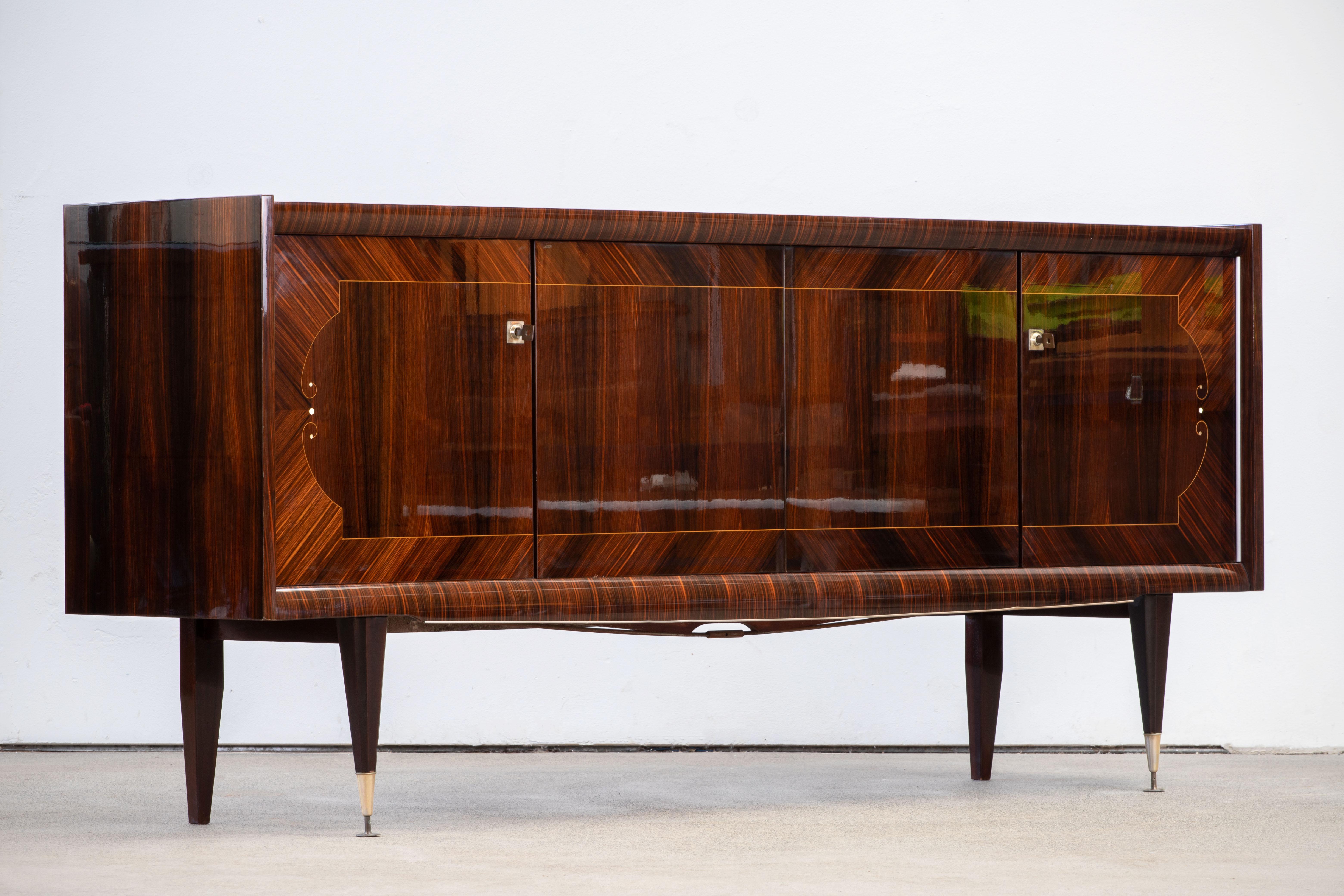 French Extra Large Art Deco Sideboard Macassar, 1940s 7