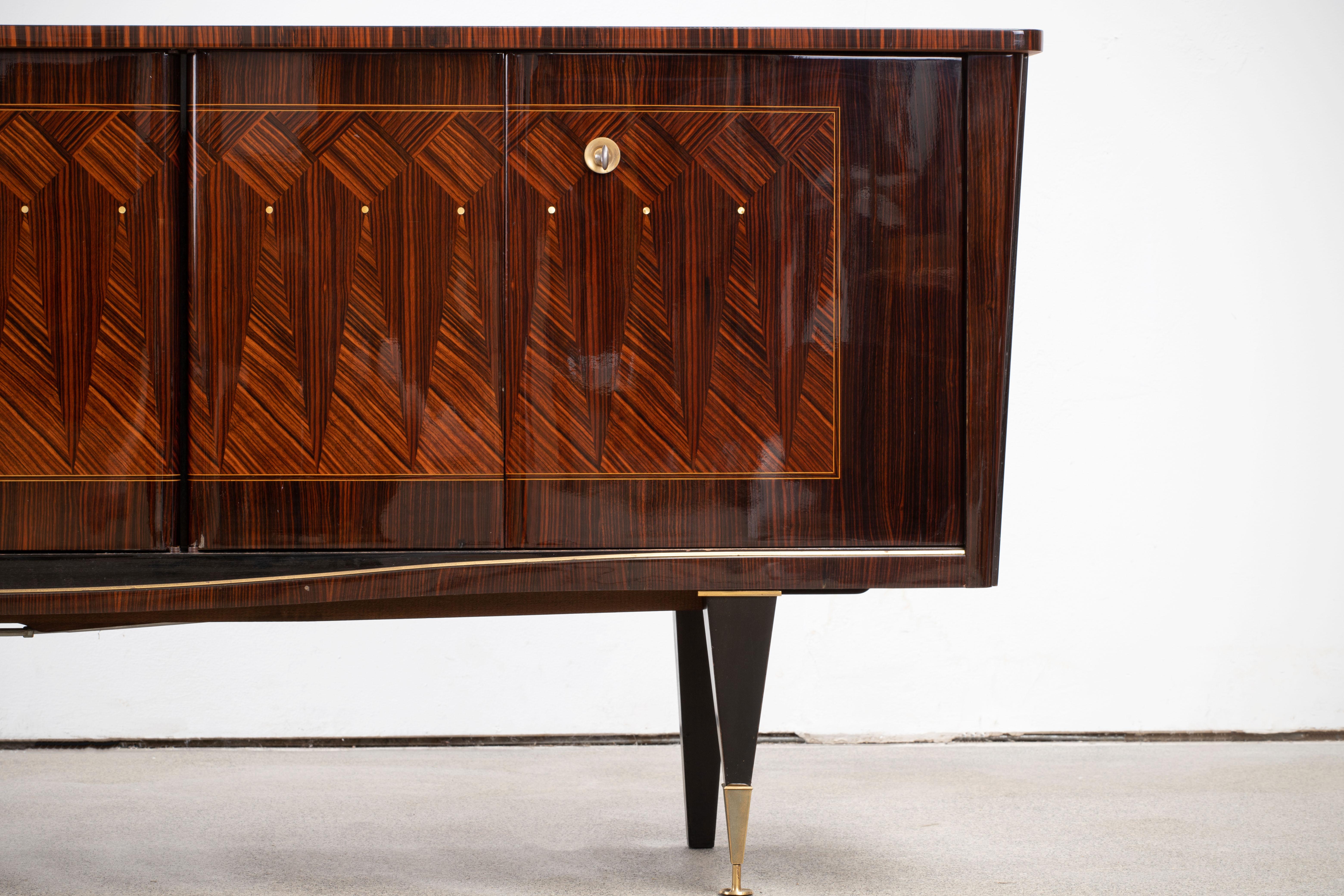 French Extra Large Art Deco Sideboard Macassar, 1940s 8