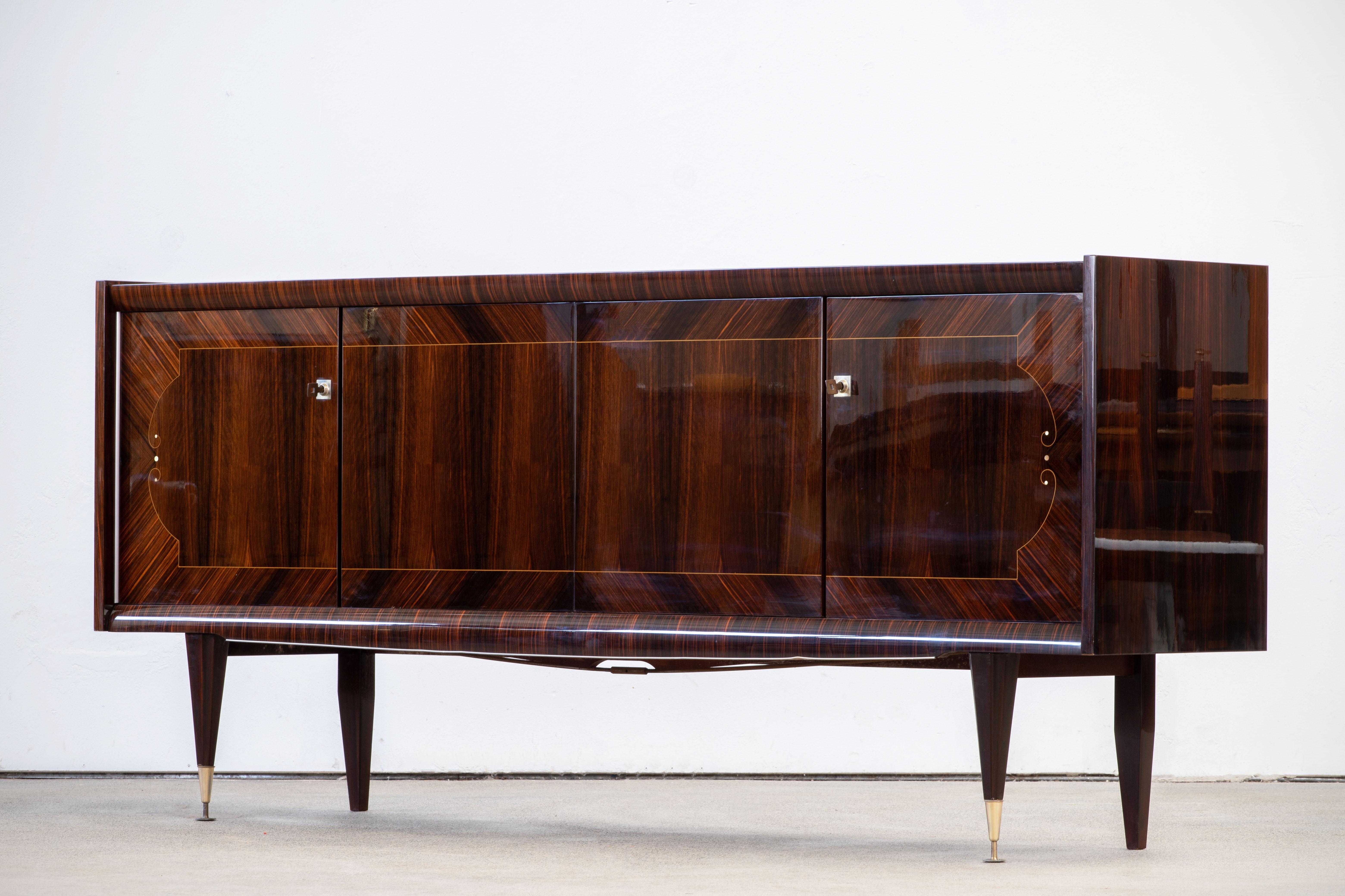 French Extra Large Art Deco Sideboard Macassar, 1940s 9