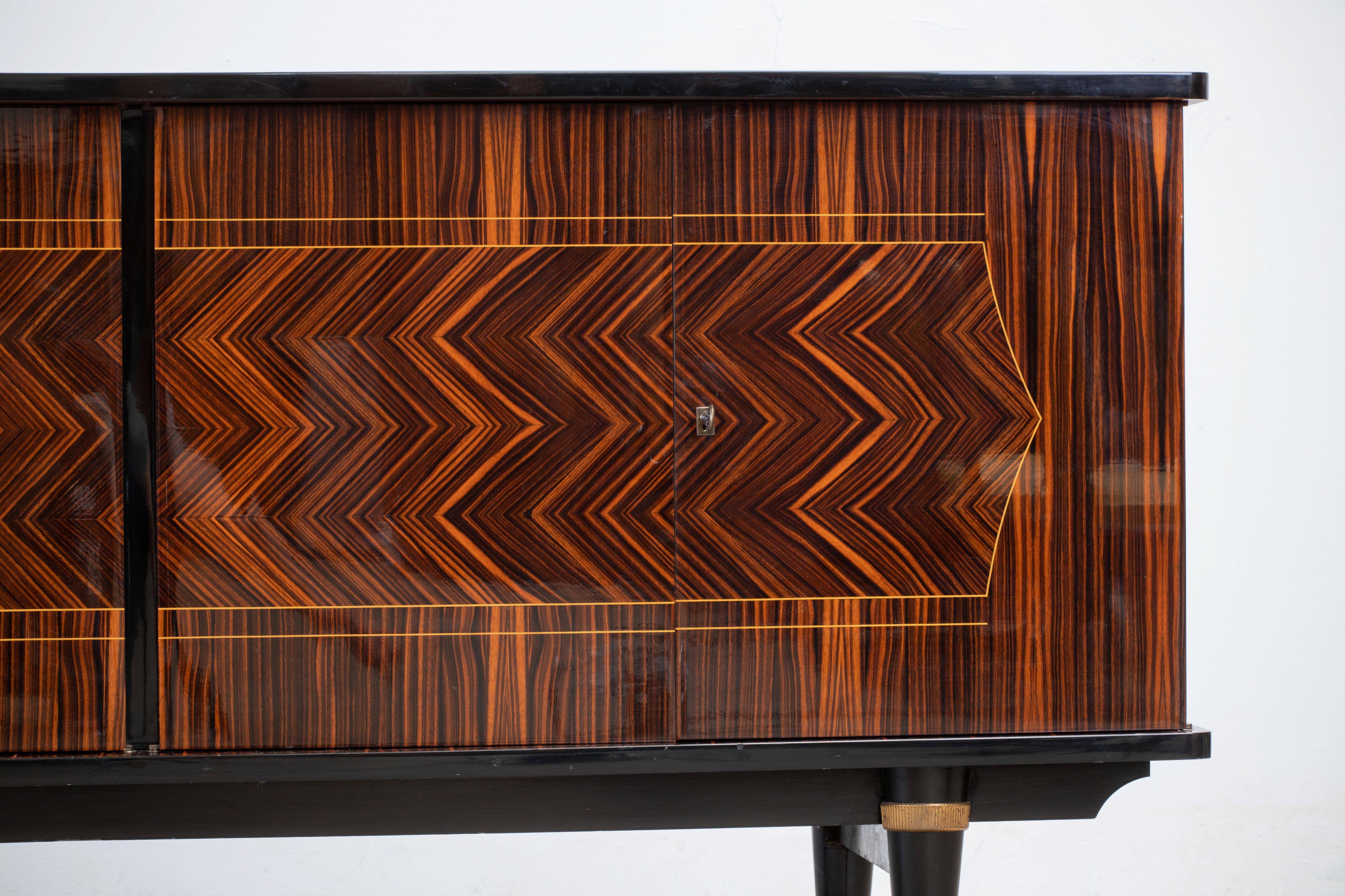 French Extra Large Art Deco Sideboard Macassar, 1940s 10