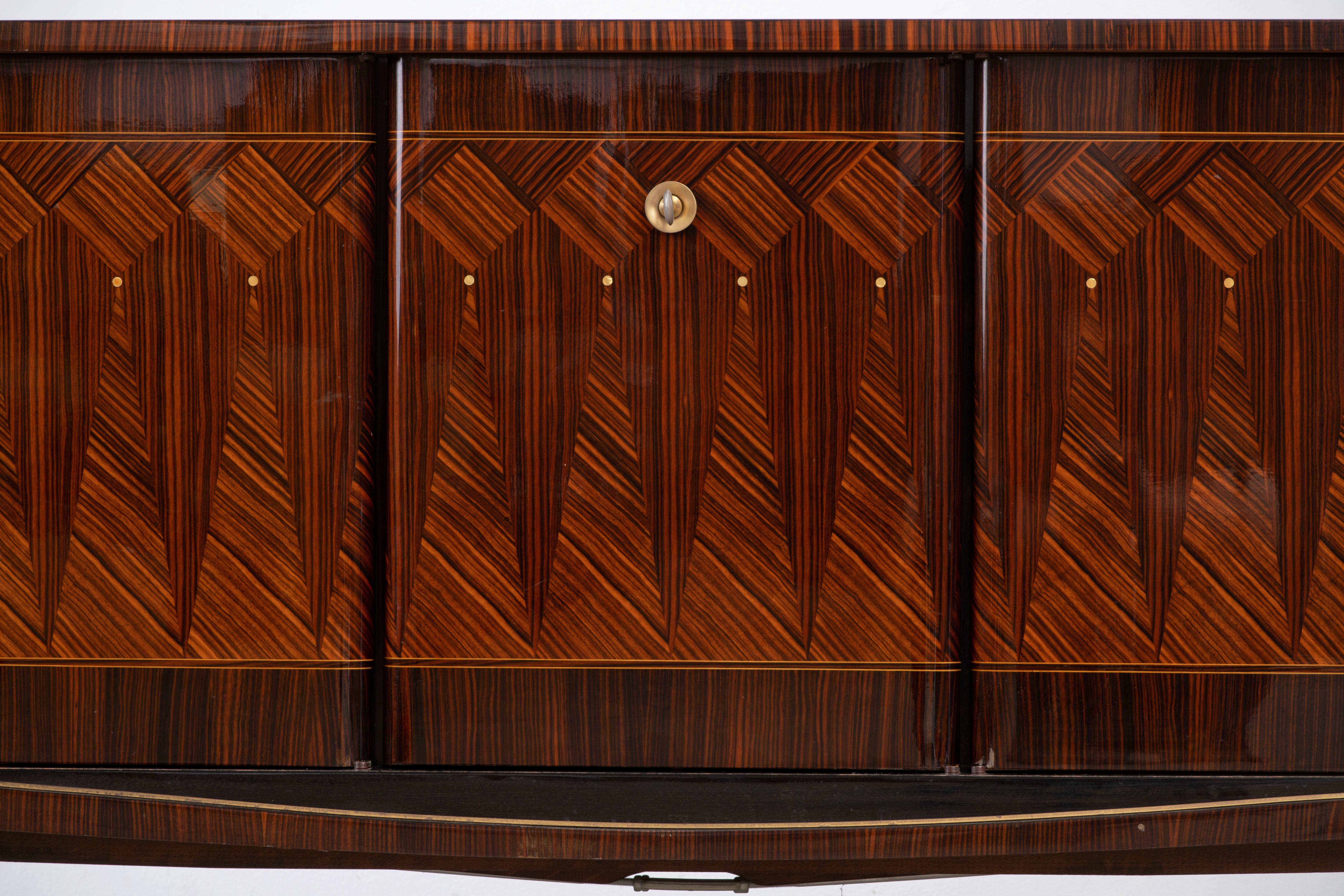 French Extra Large Art Deco Sideboard Macassar, 1940s 10