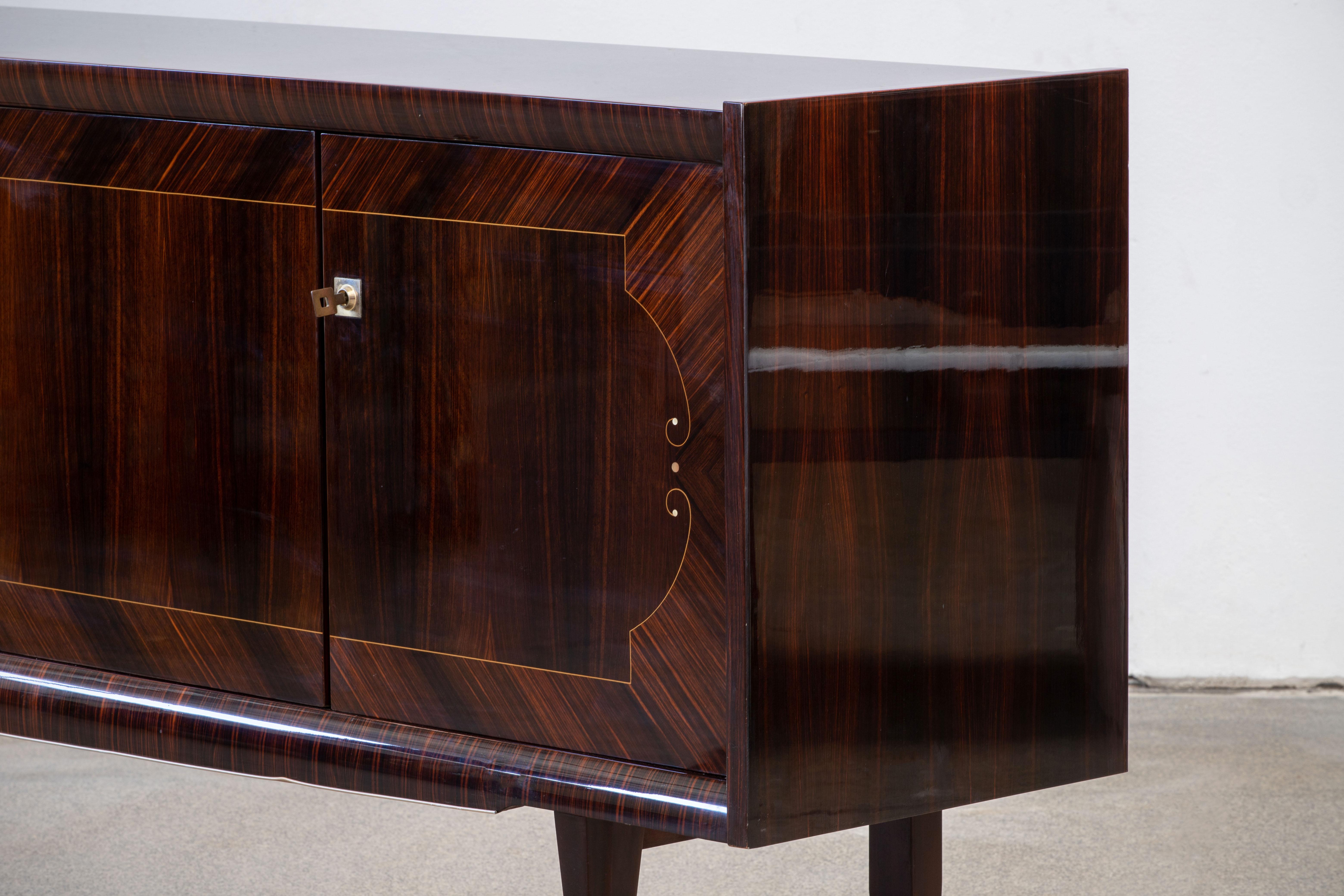 French Extra Large Art Deco Sideboard Macassar, 1940s 11