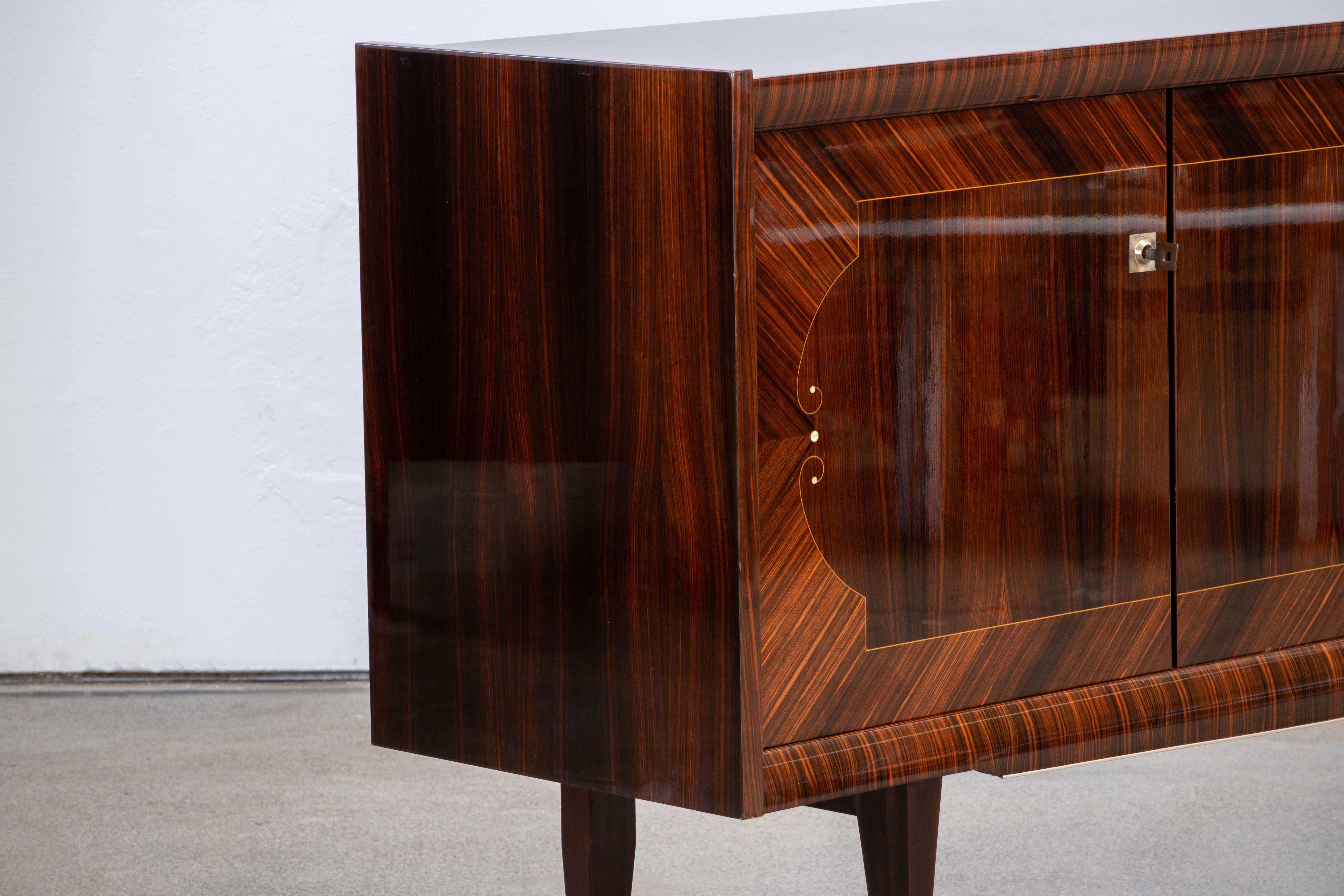 French Extra Large Art Deco Sideboard Macassar, 1940s 12