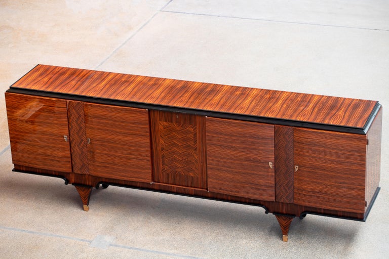 French Extra Large Art Deco Sideboard Macassar, 1940s 13