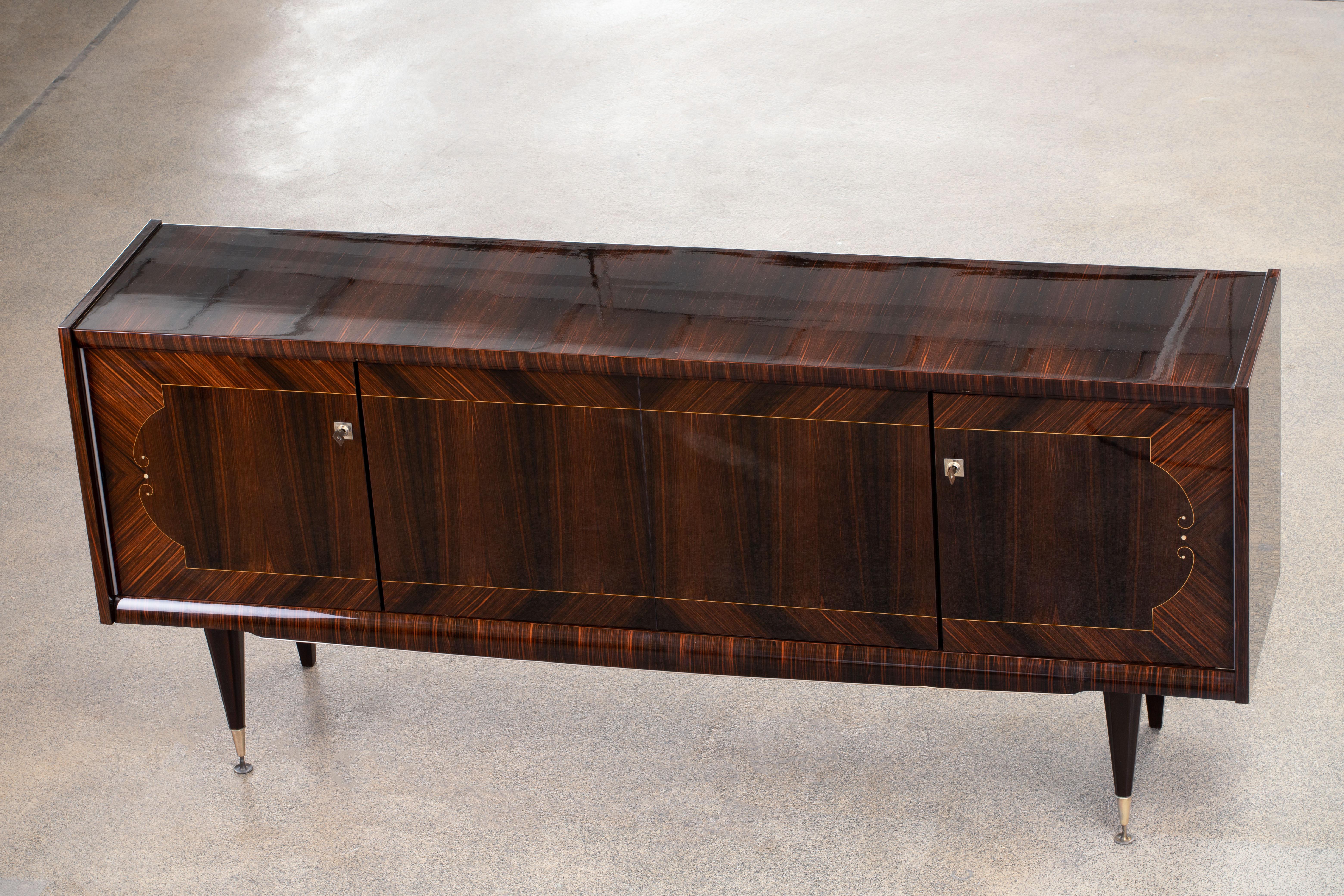 French Extra Large Art Deco Sideboard Macassar, 1940s 13