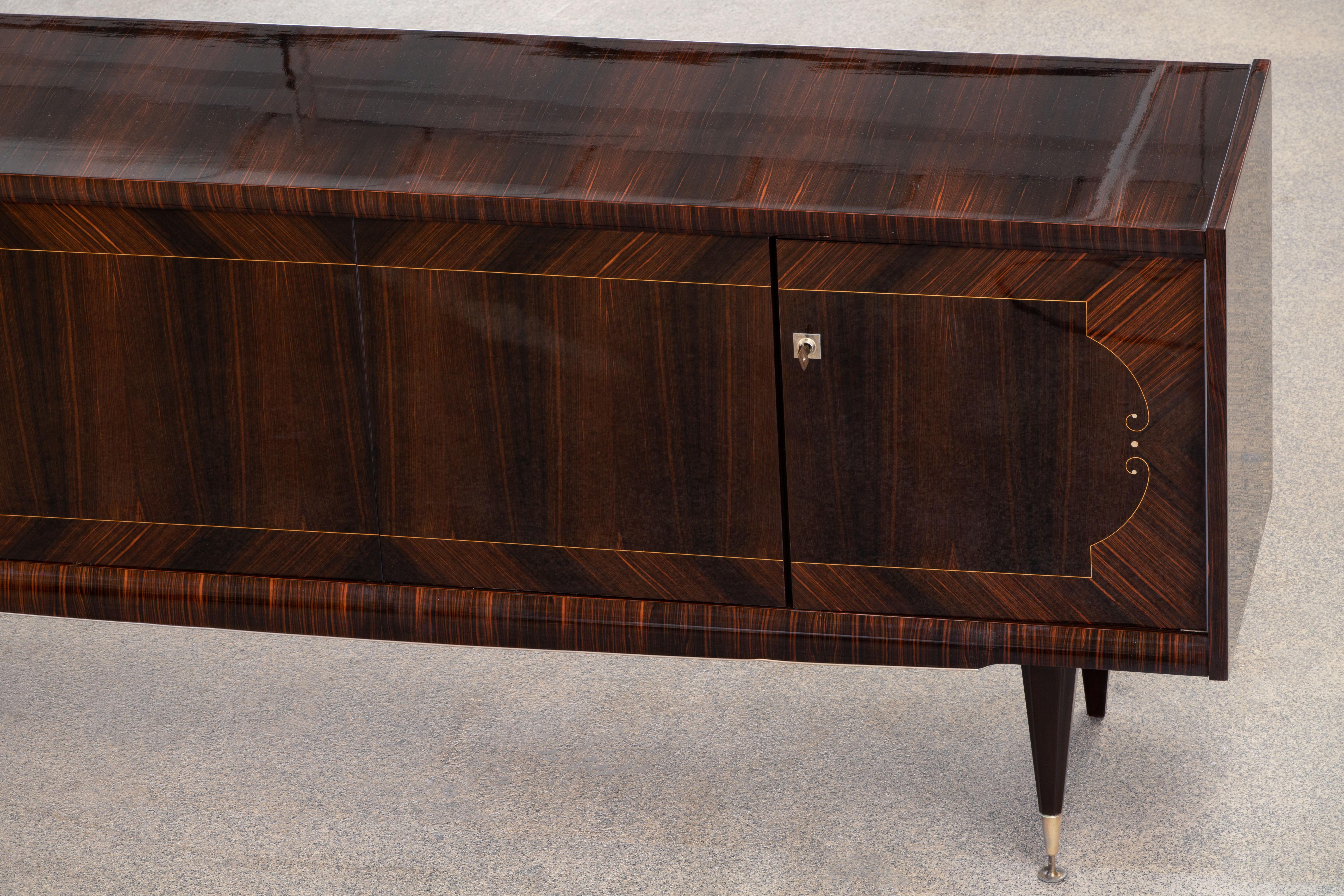 French Extra Large Art Deco Sideboard Macassar, 1940s 14