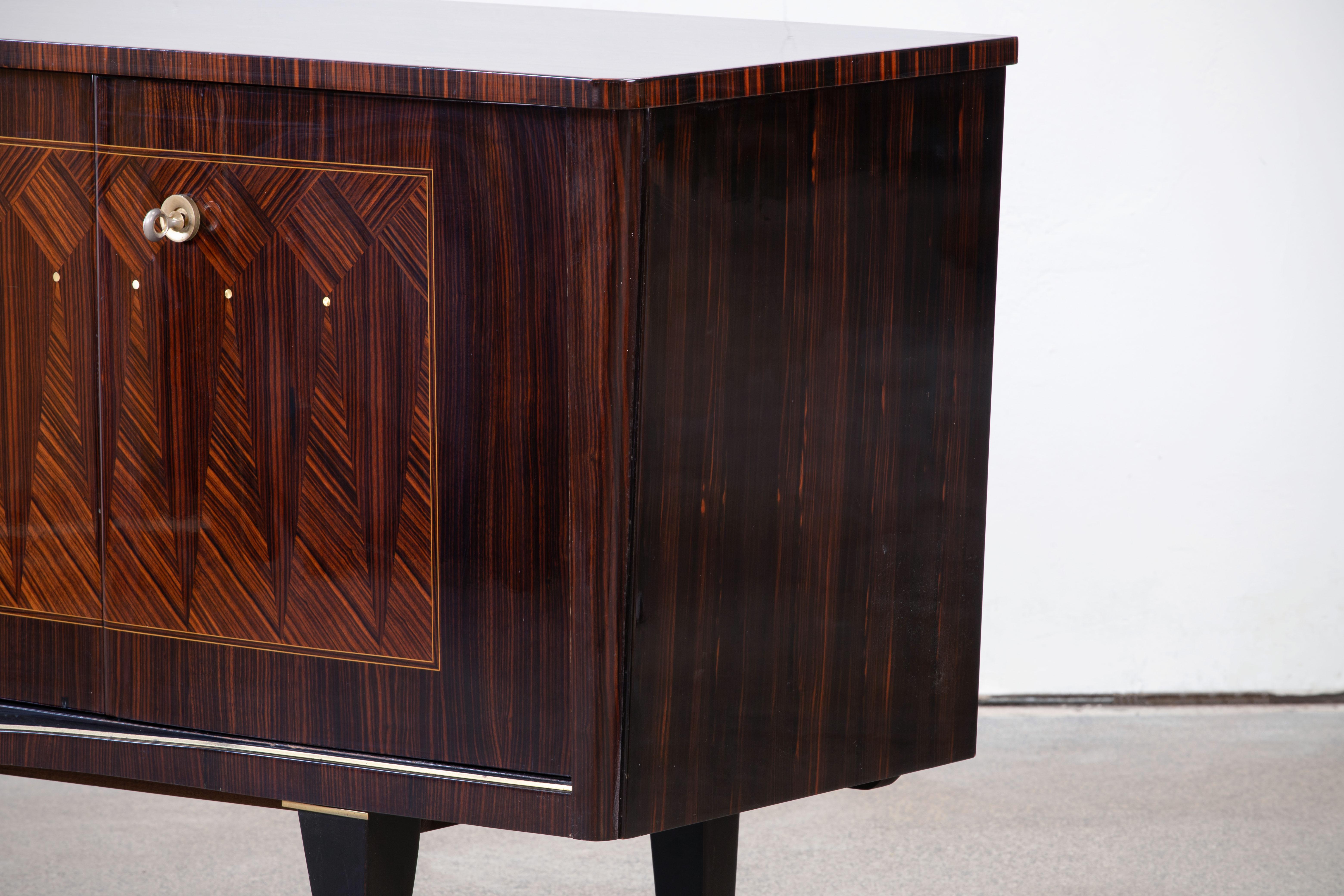 French Extra Large Art Deco Sideboard Macassar, 1940s 15