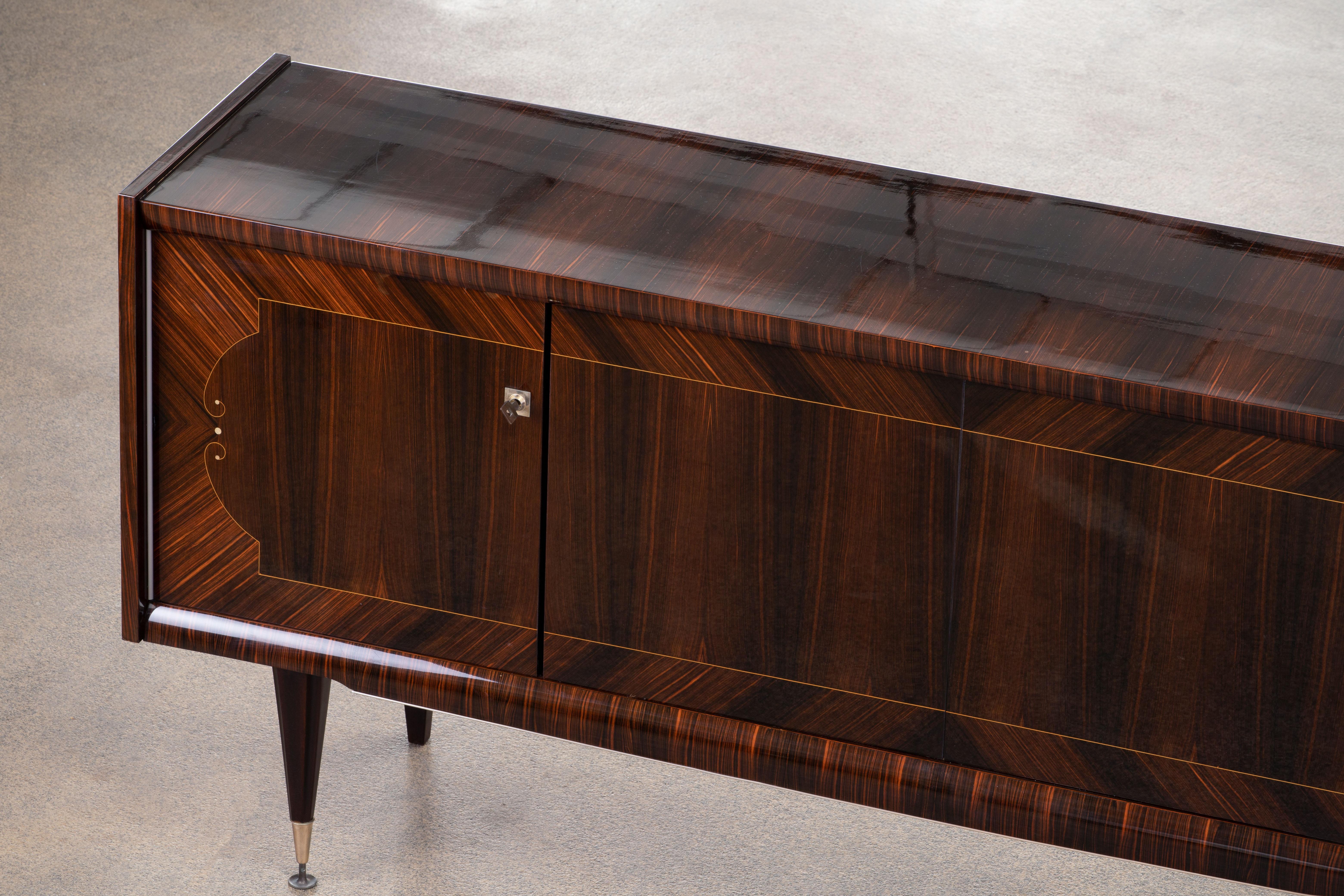 French Extra Large Art Deco Sideboard Macassar, 1940s 15