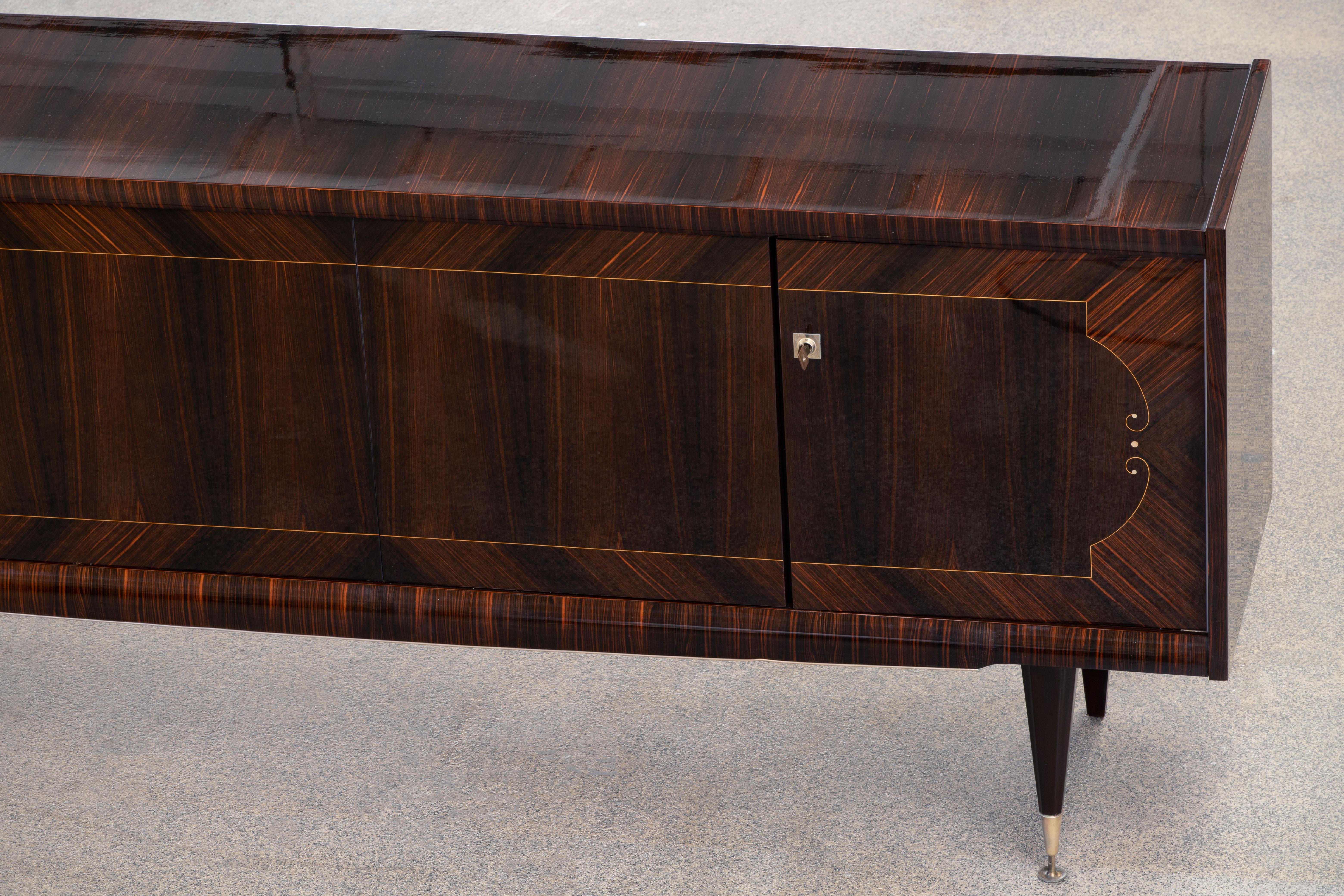 French Extra Large Art Deco Sideboard Macassar, 1940s 16