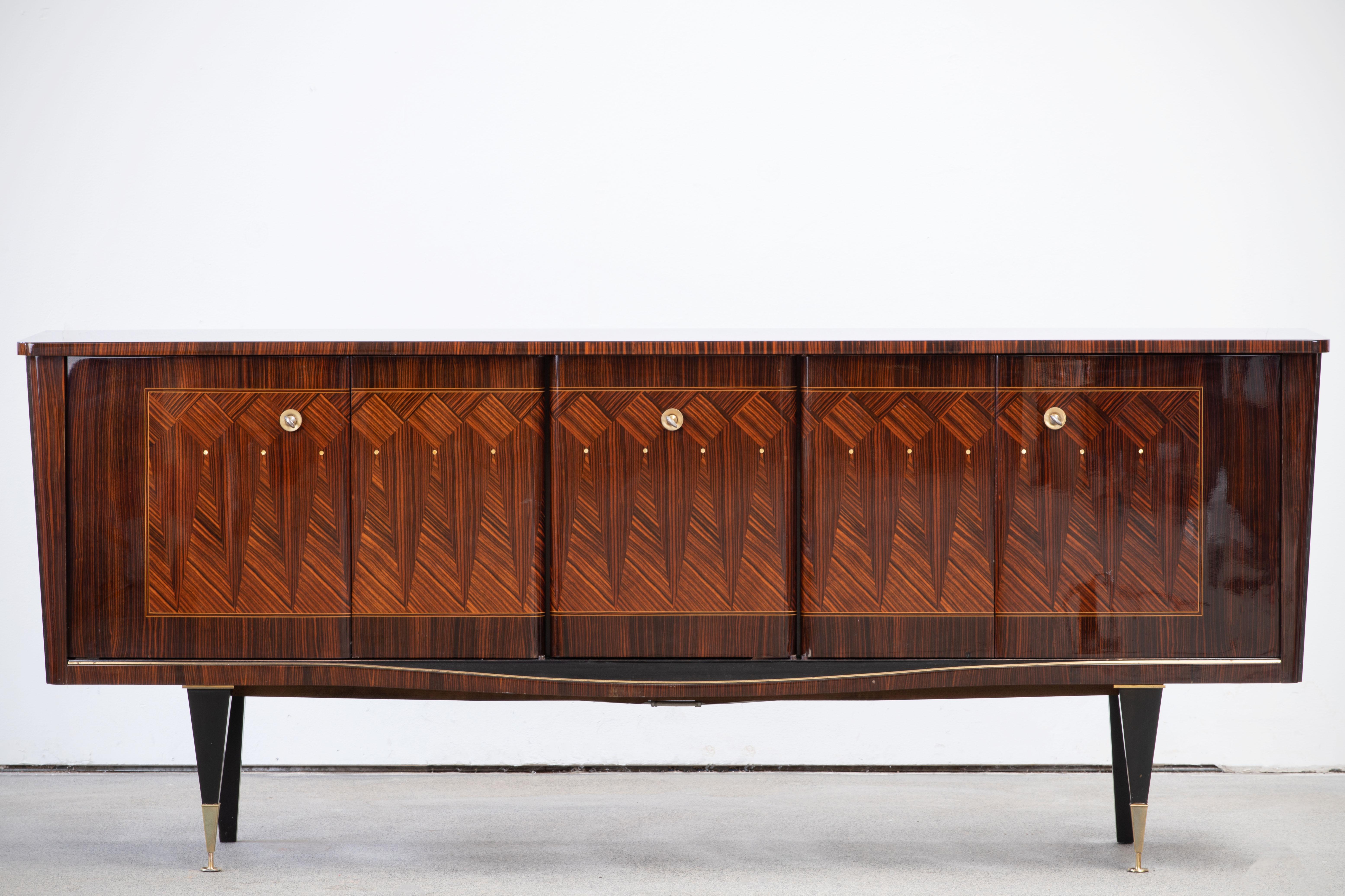 French Extra Large Art Deco Sideboard Macassar, 1940s In Good Condition In Wiesbaden, DE