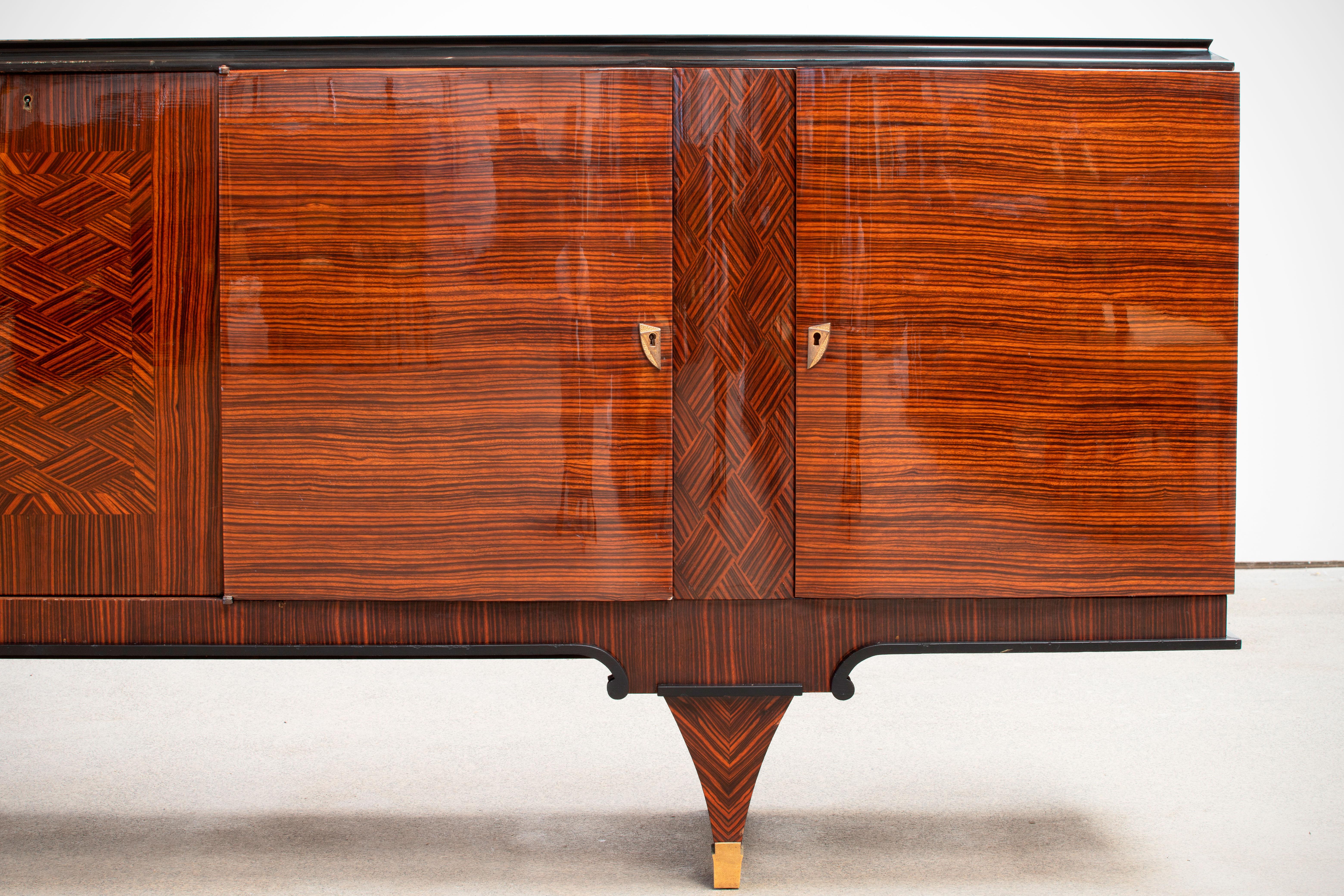 Mid-20th Century French Extra Large Art Deco Sideboard Macassar, 1940s