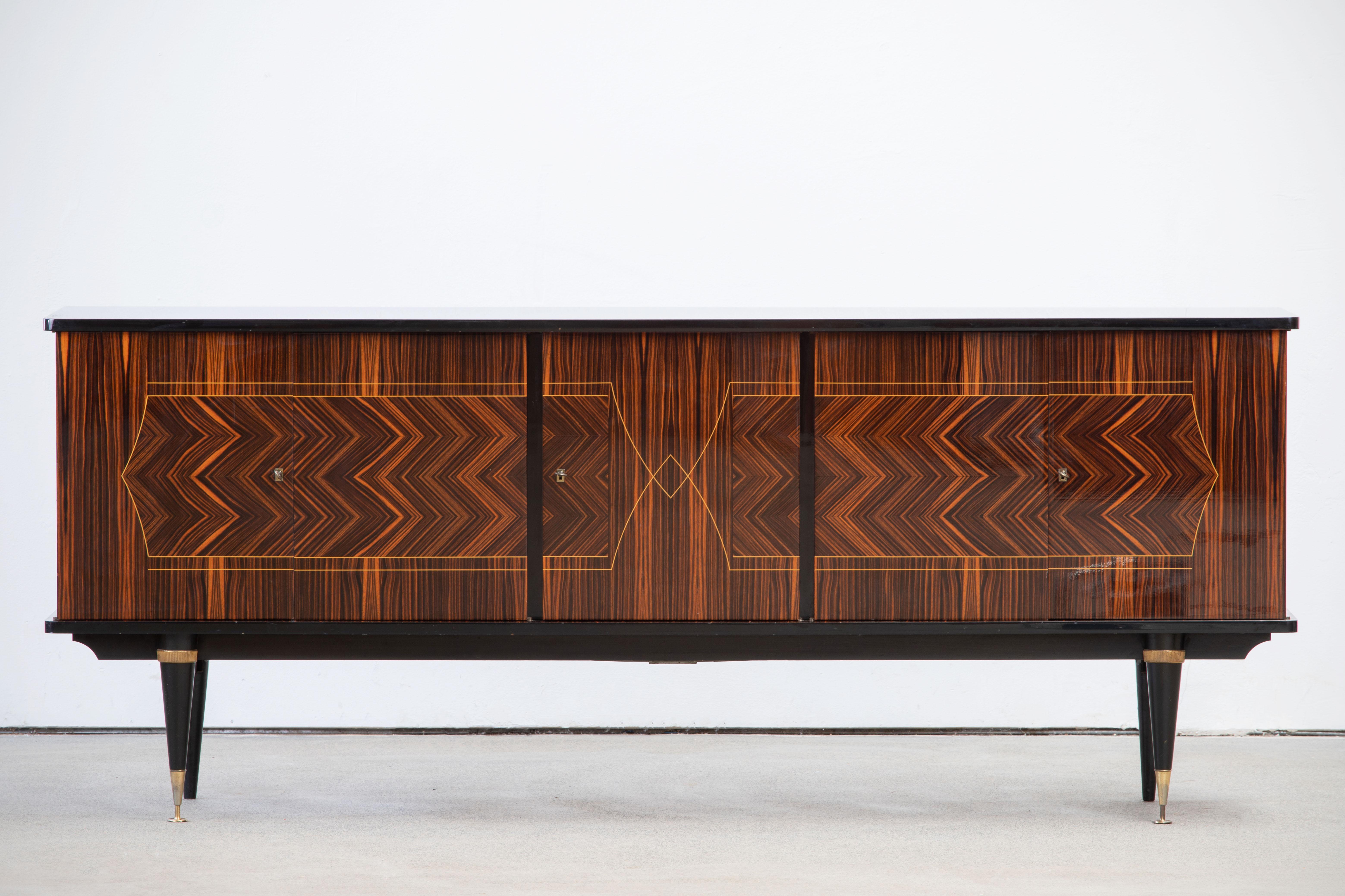 French Extra Large Art Deco Sideboard Macassar, 1940s 2