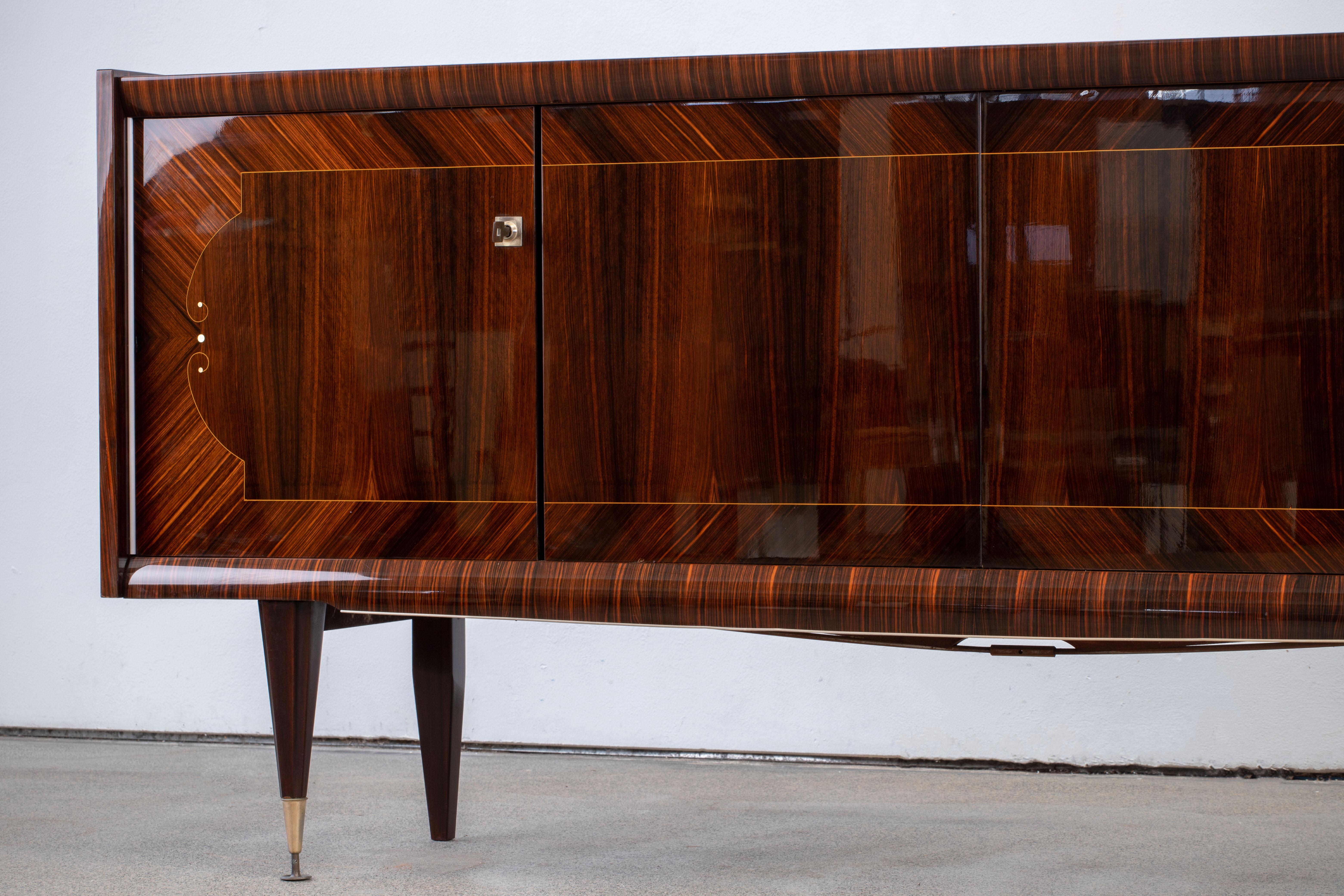 French Extra Large Art Deco Sideboard Macassar, 1940s 3