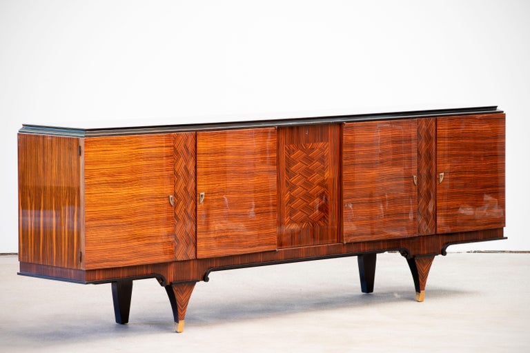 French Extra Large Art Deco Sideboard Macassar, 1940s For Sale 4
