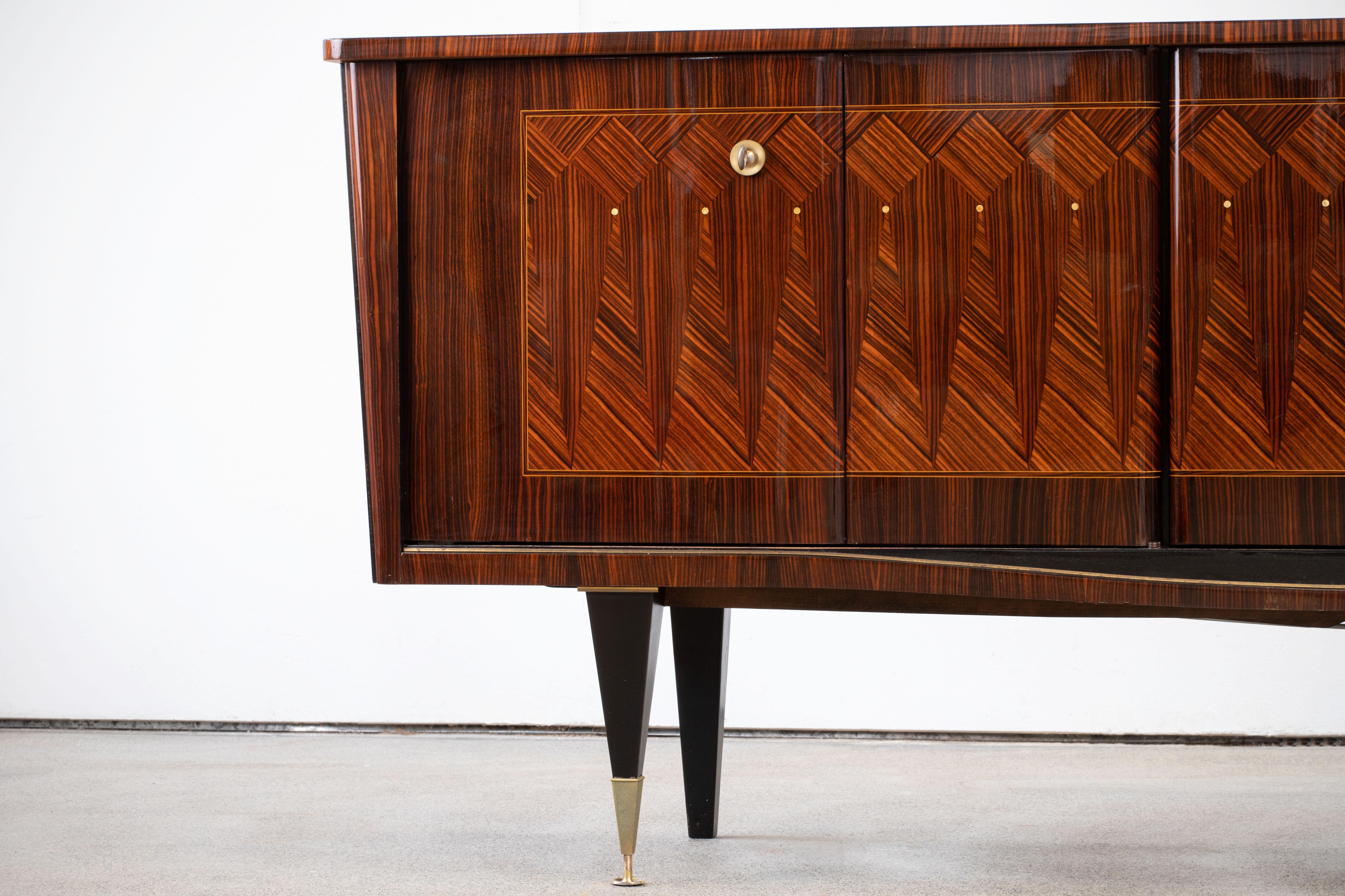 French Extra Large Art Deco Sideboard Macassar, 1940s 4