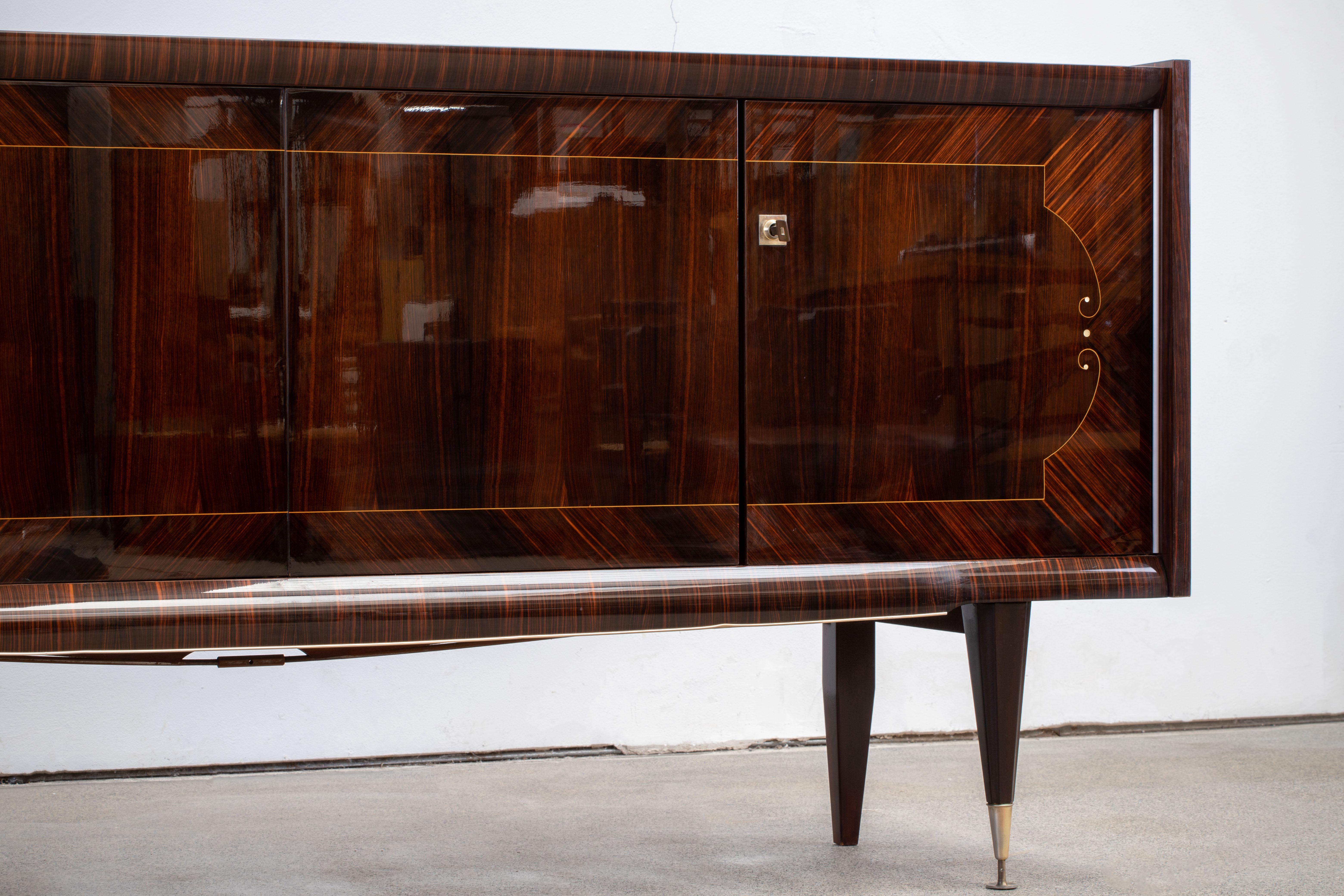 French Extra Large Art Deco Sideboard Macassar, 1940s 4